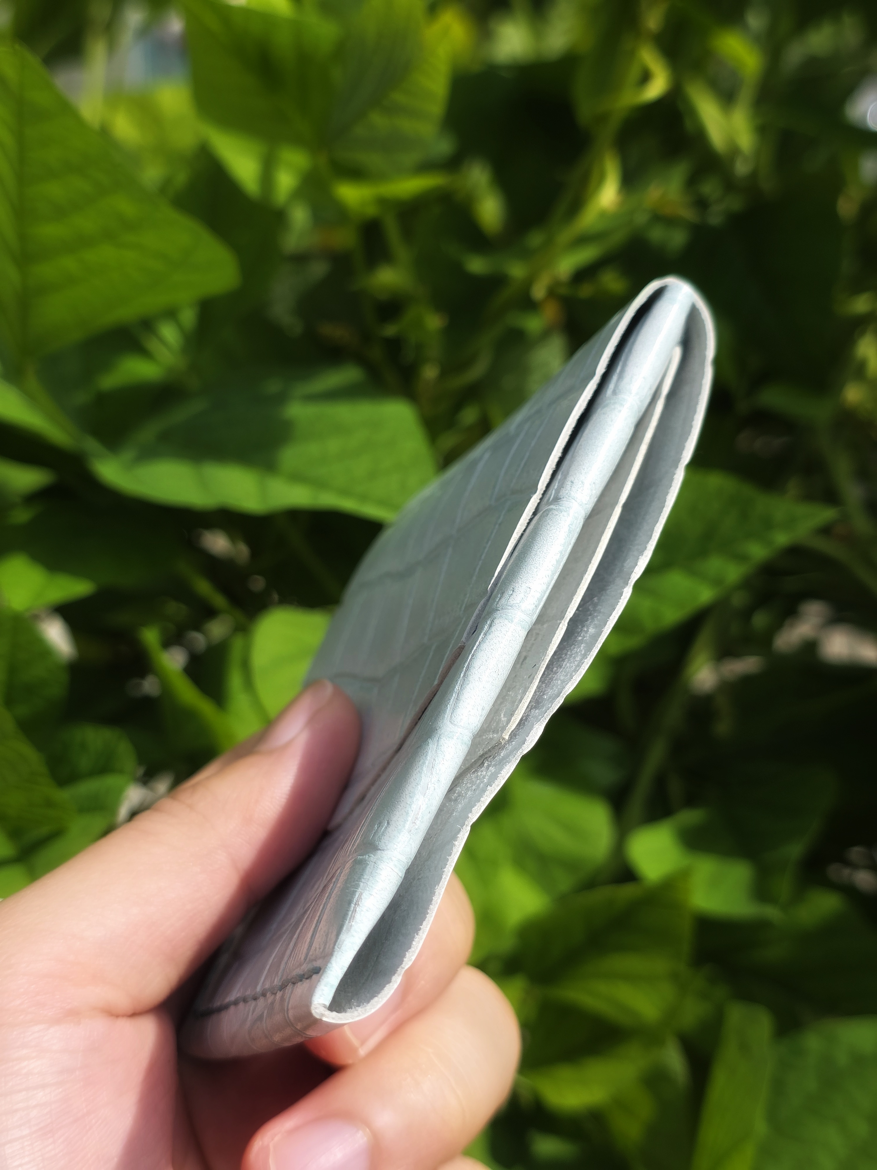 The Icaria: a cash flap wallet in patent croc leather inspired by Oldis Road's wallet