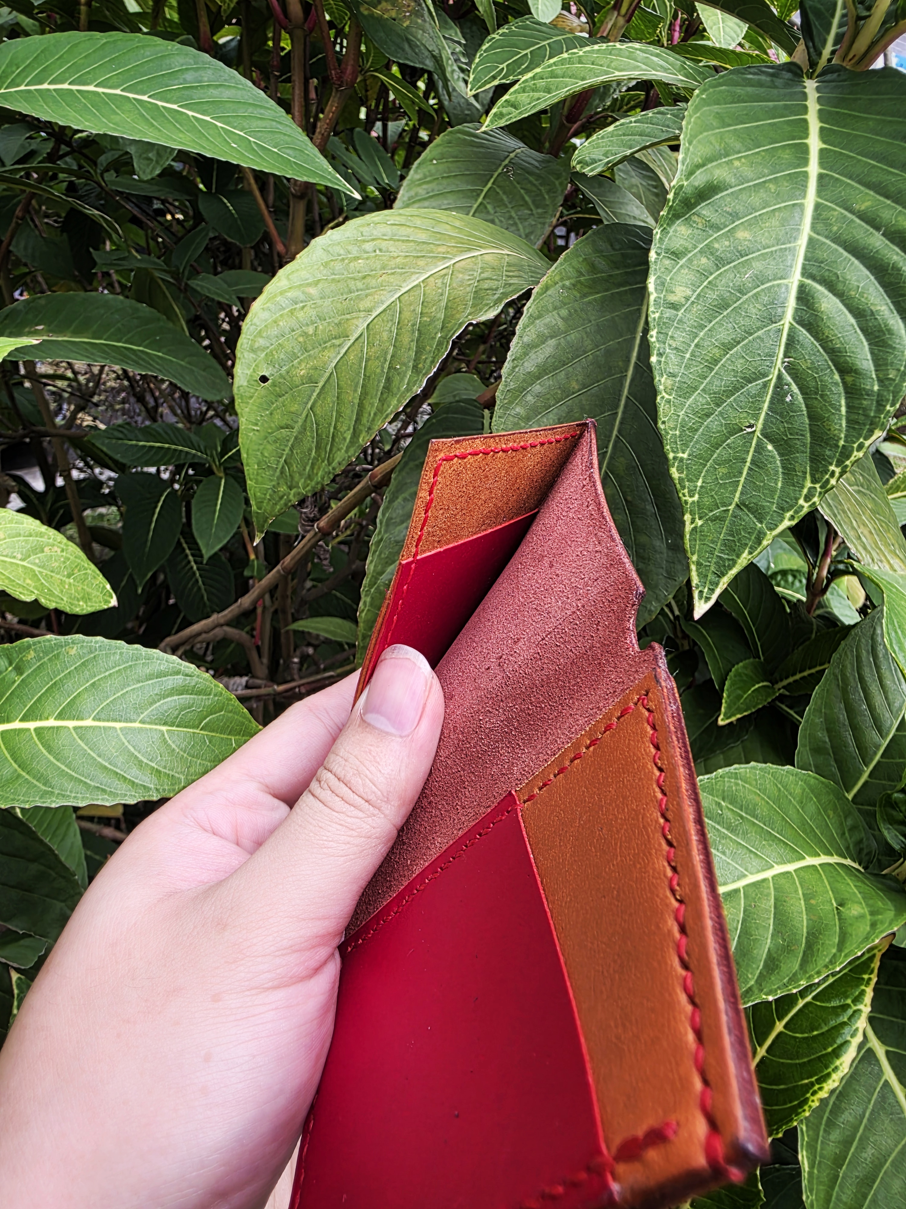 The Sedona- A leather card bifold wallet in a warm colourway