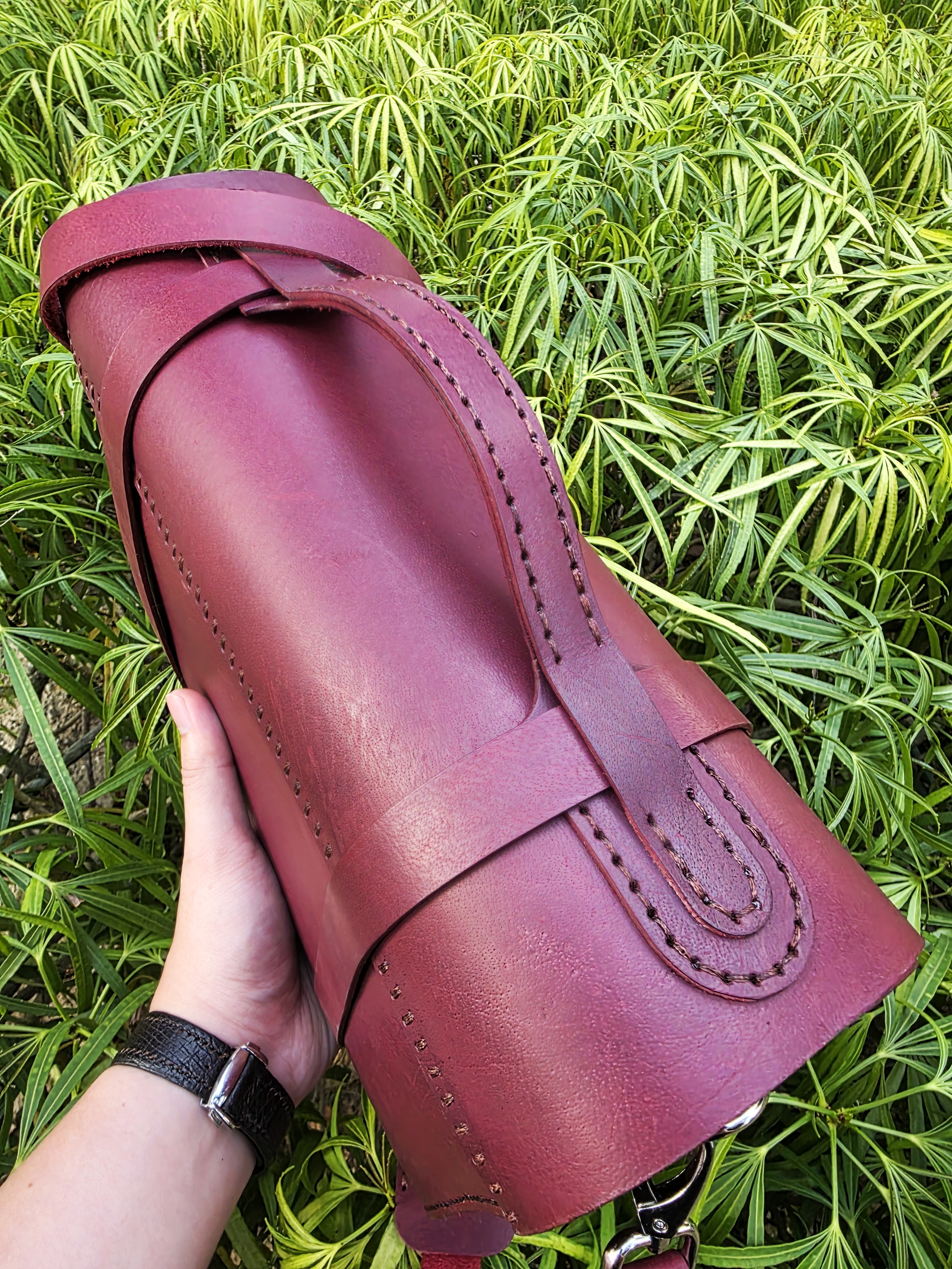The Andes: A leather messenger sling bag