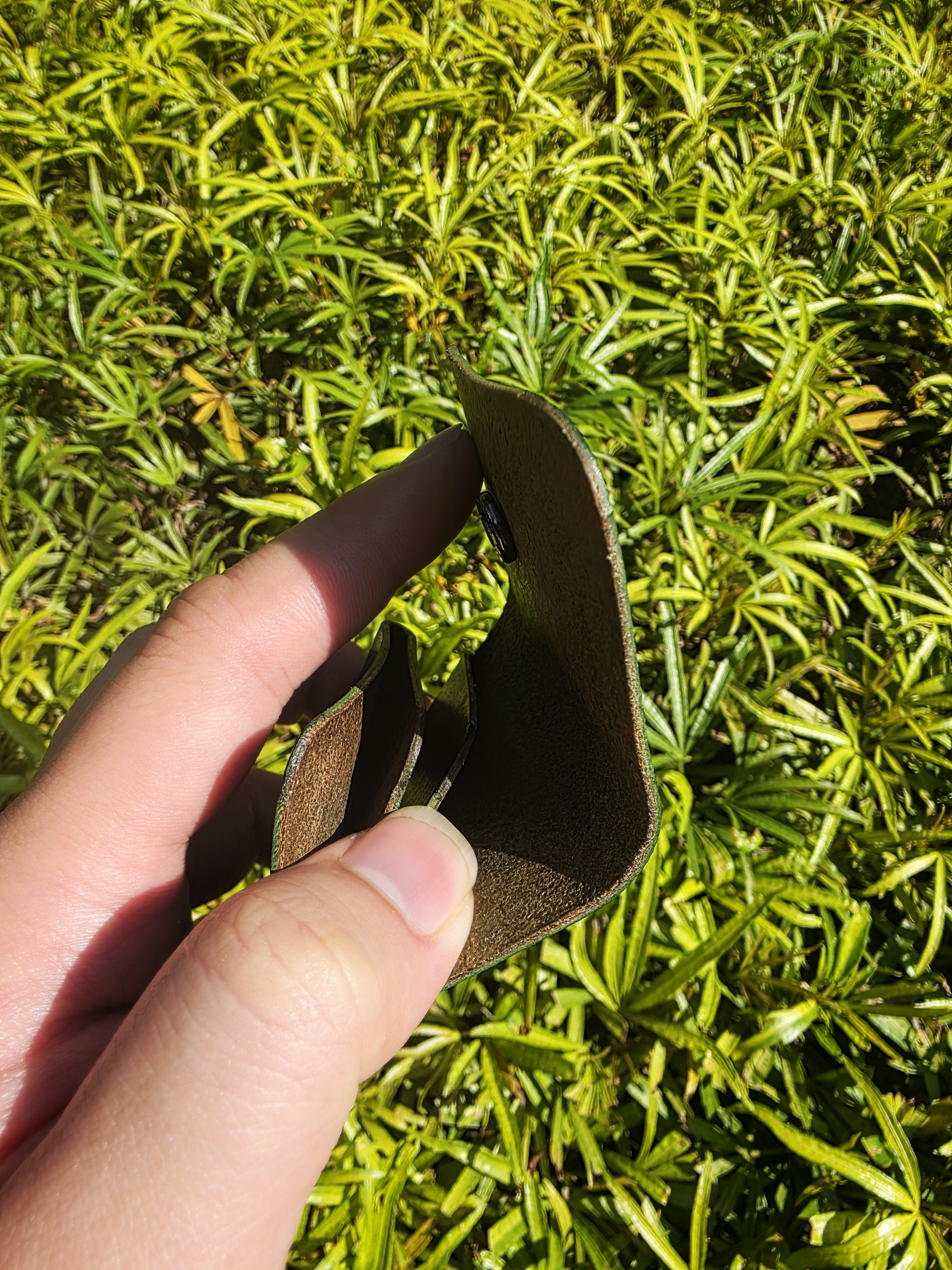 The Oahu Card Version made with Dark Green Buttero Leather