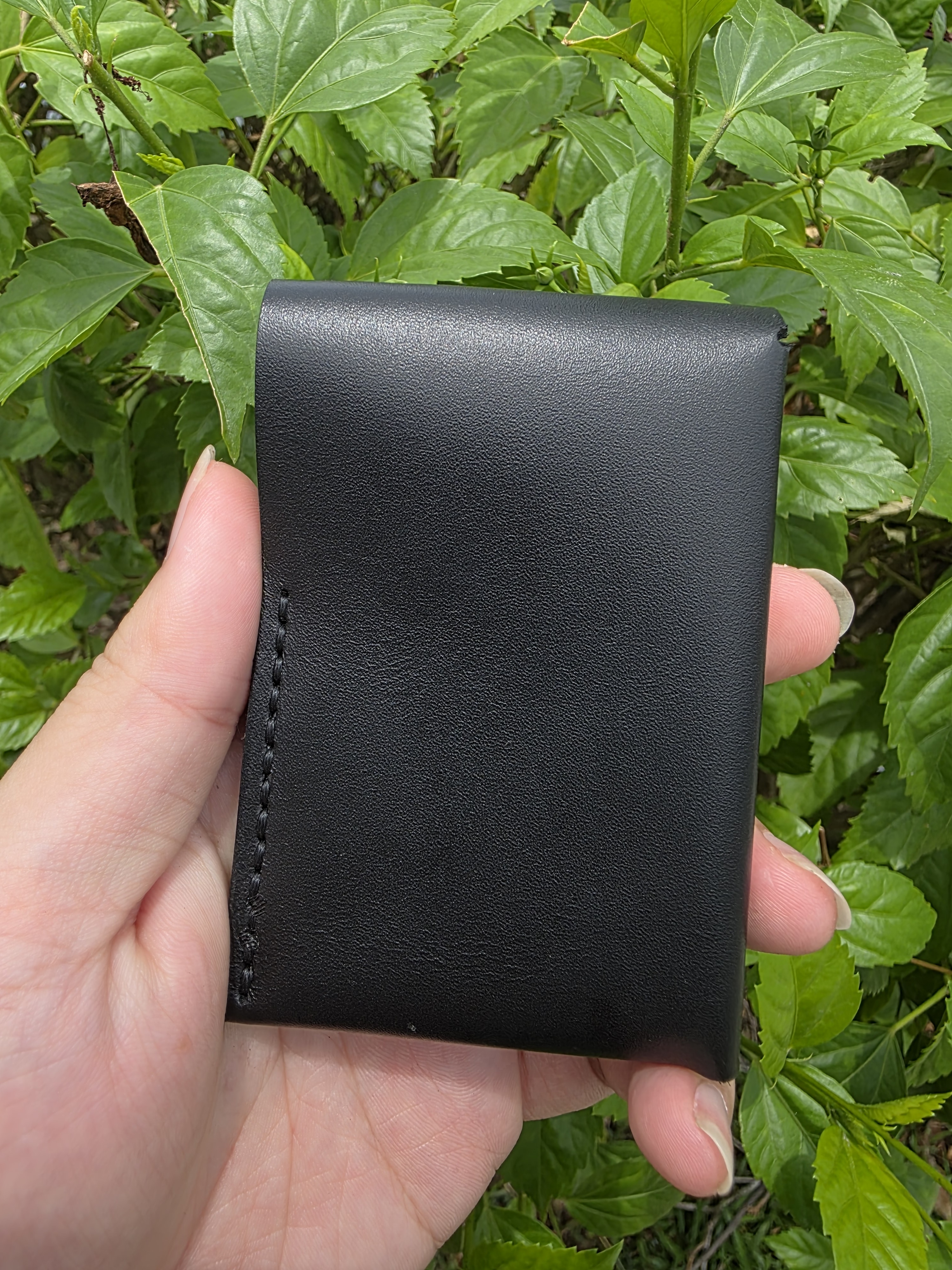The Oahu Card Version made with Glossy Black Leather