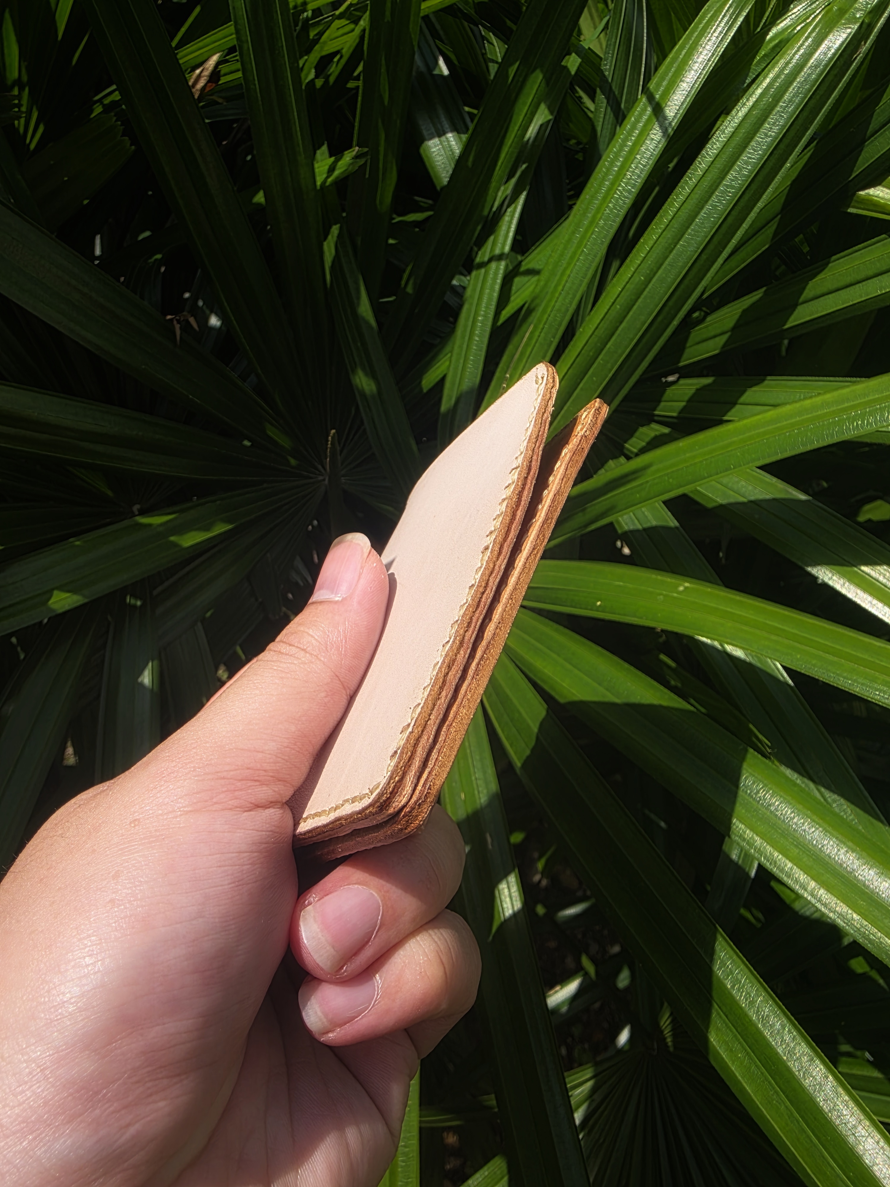 The Sedona- A leather card bifold wallet in natural tones, very rustic look