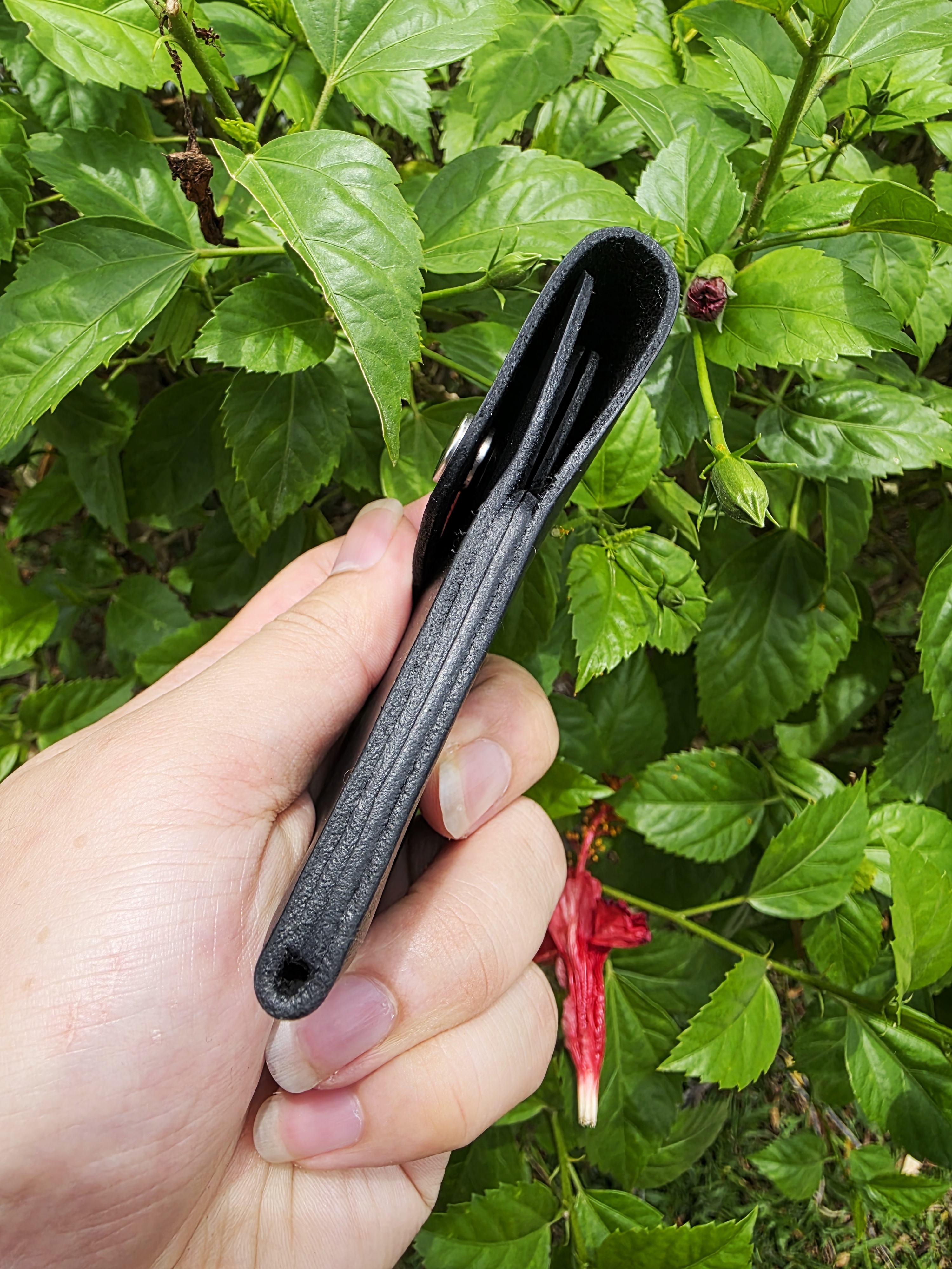 The Oahu Card Version made with Glossy Black Leather