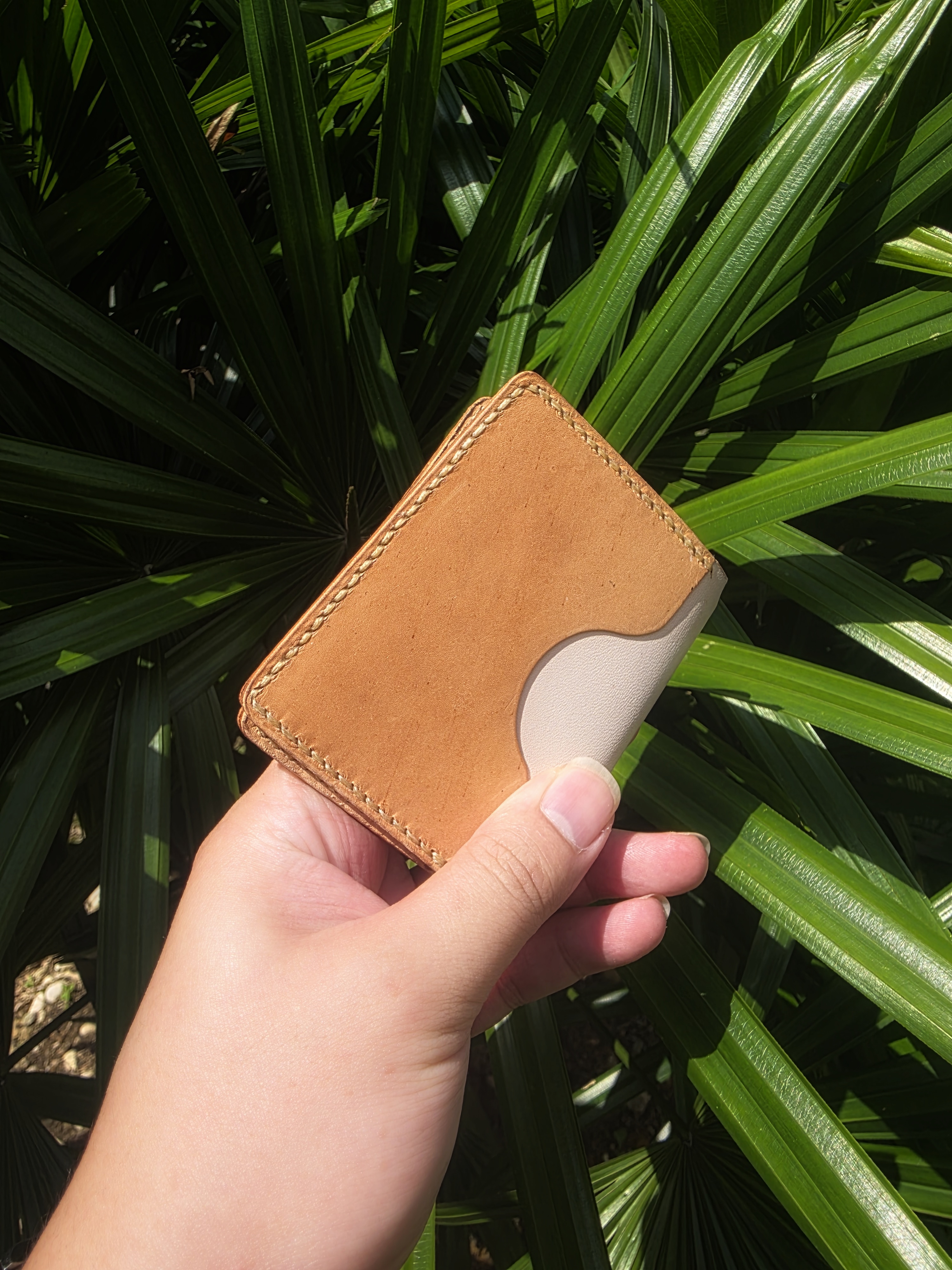 The Sedona- A leather card bifold wallet in natural tones, very rustic look