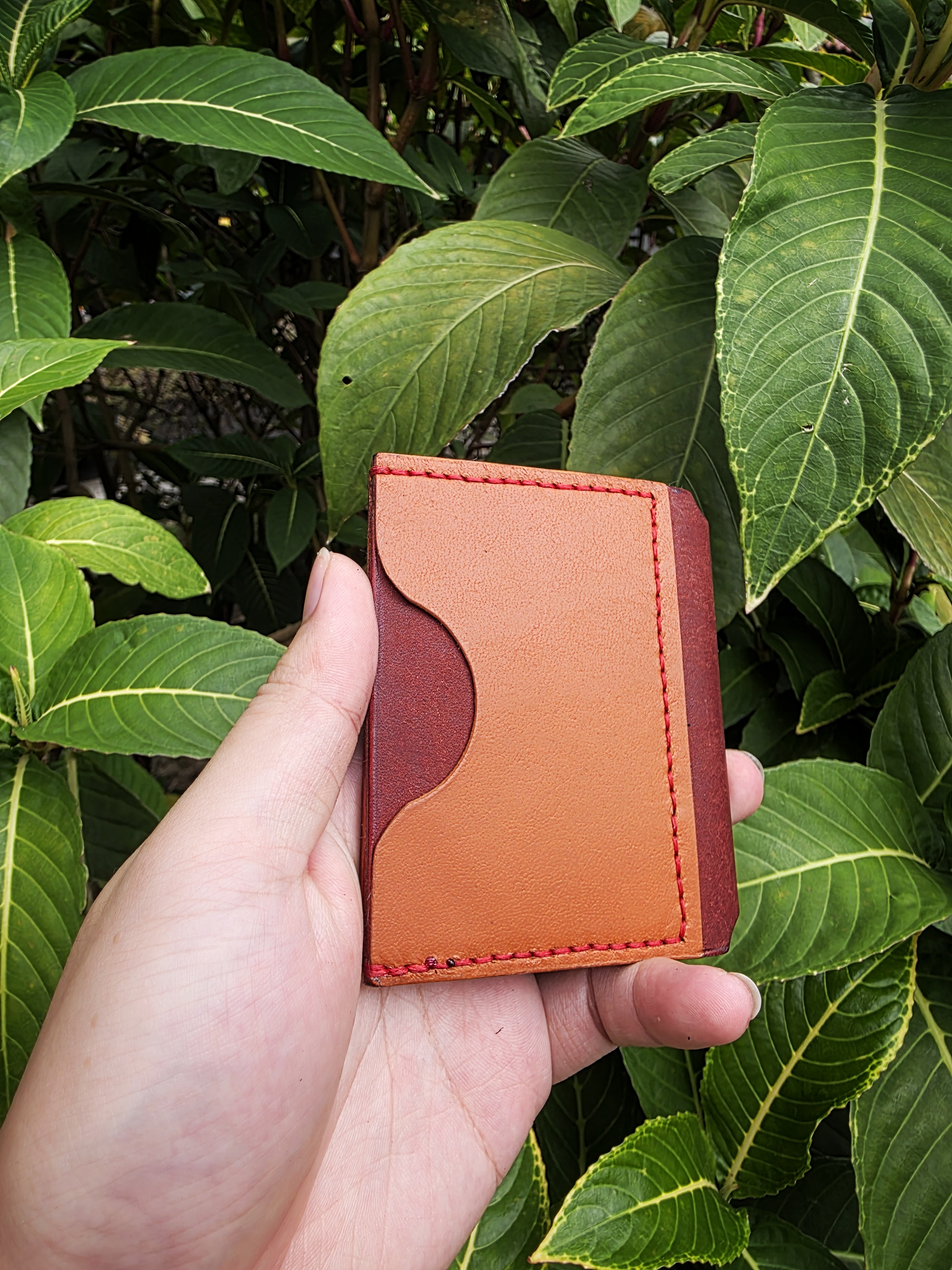 The Sedona- A leather card bifold wallet in a warm colourway