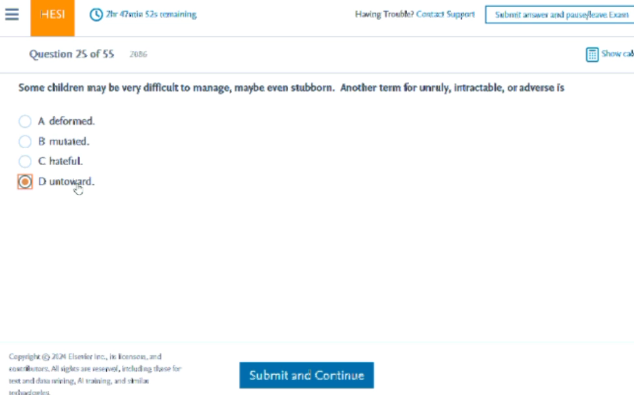 2026 HESI A2 VOCABULARY SECTION