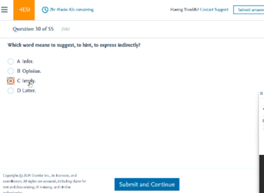 2026 HESI A2 VOCABULARY SECTION