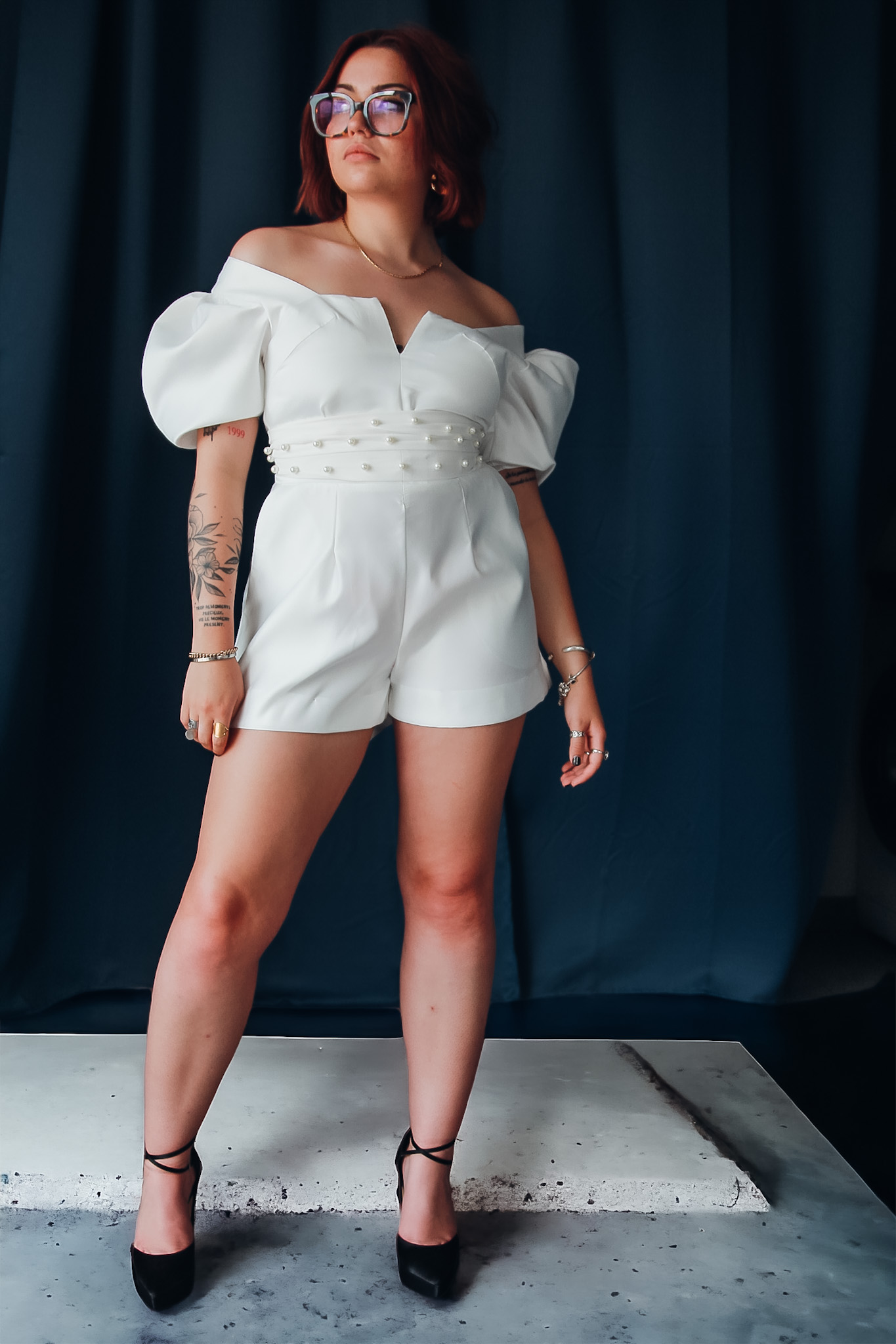 Combinaison short en satin ivoire Carolina
