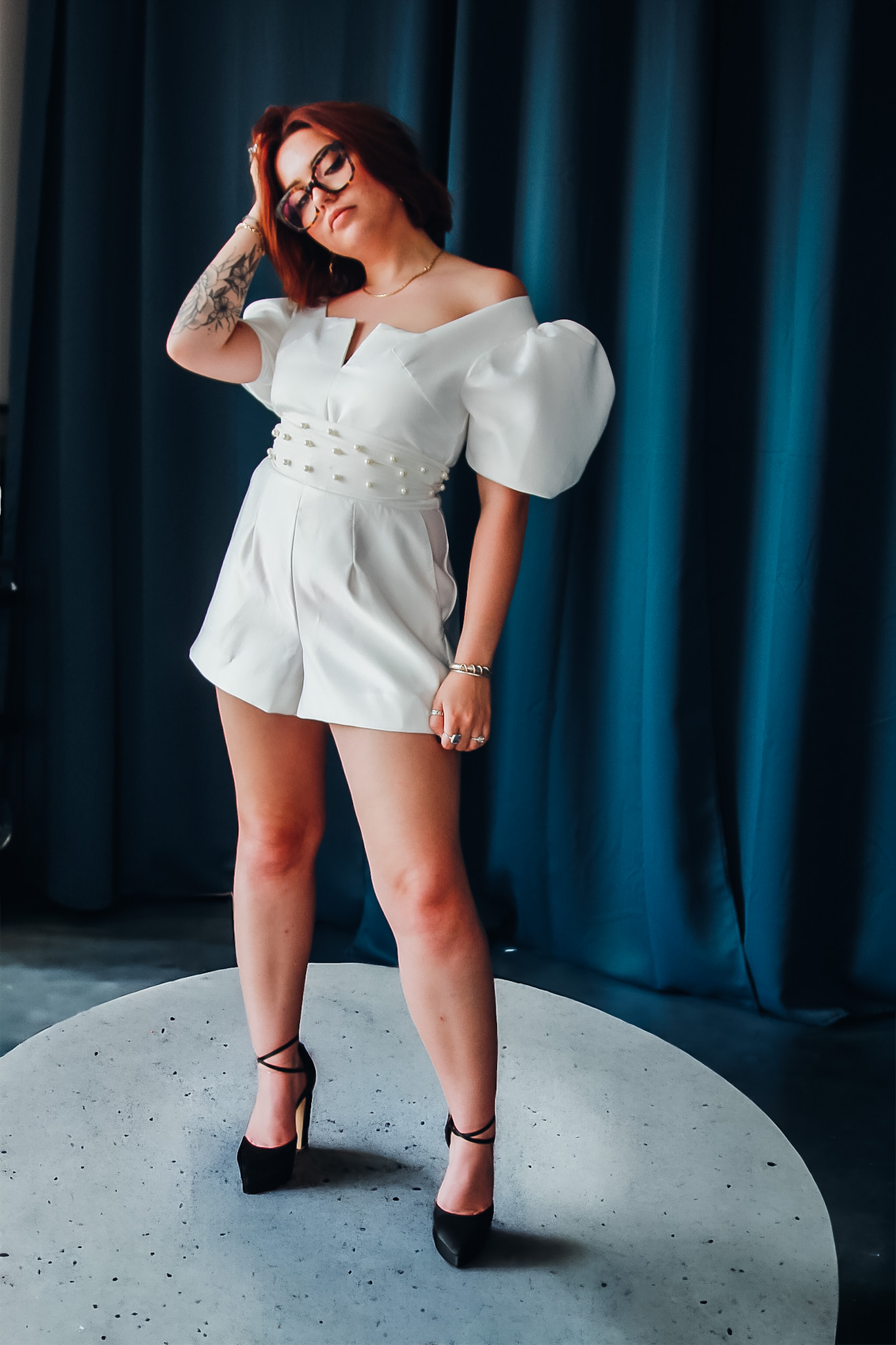 Combinaison short en satin ivoire Carolina