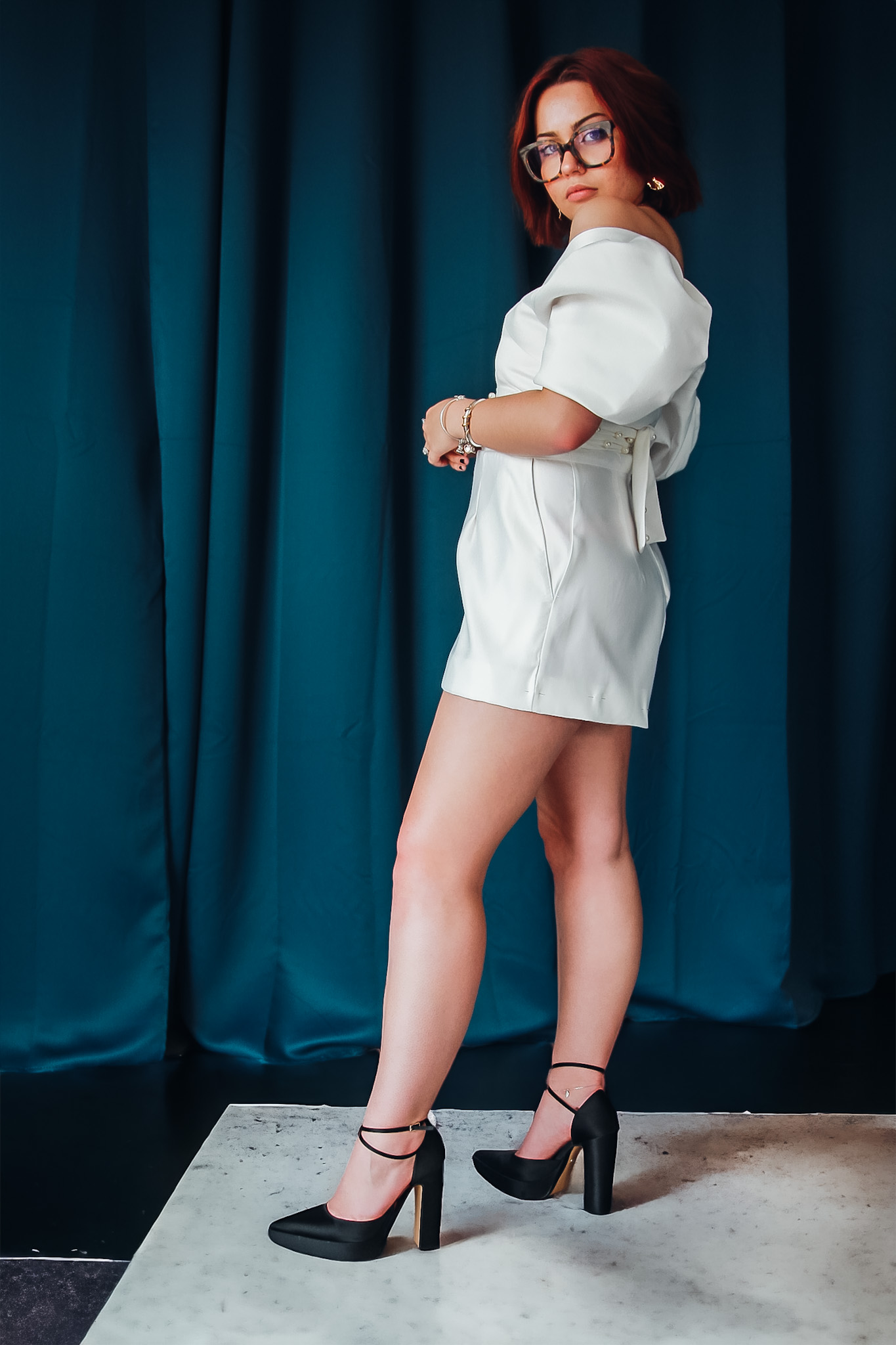 Combinaison short en satin ivoire Carolina