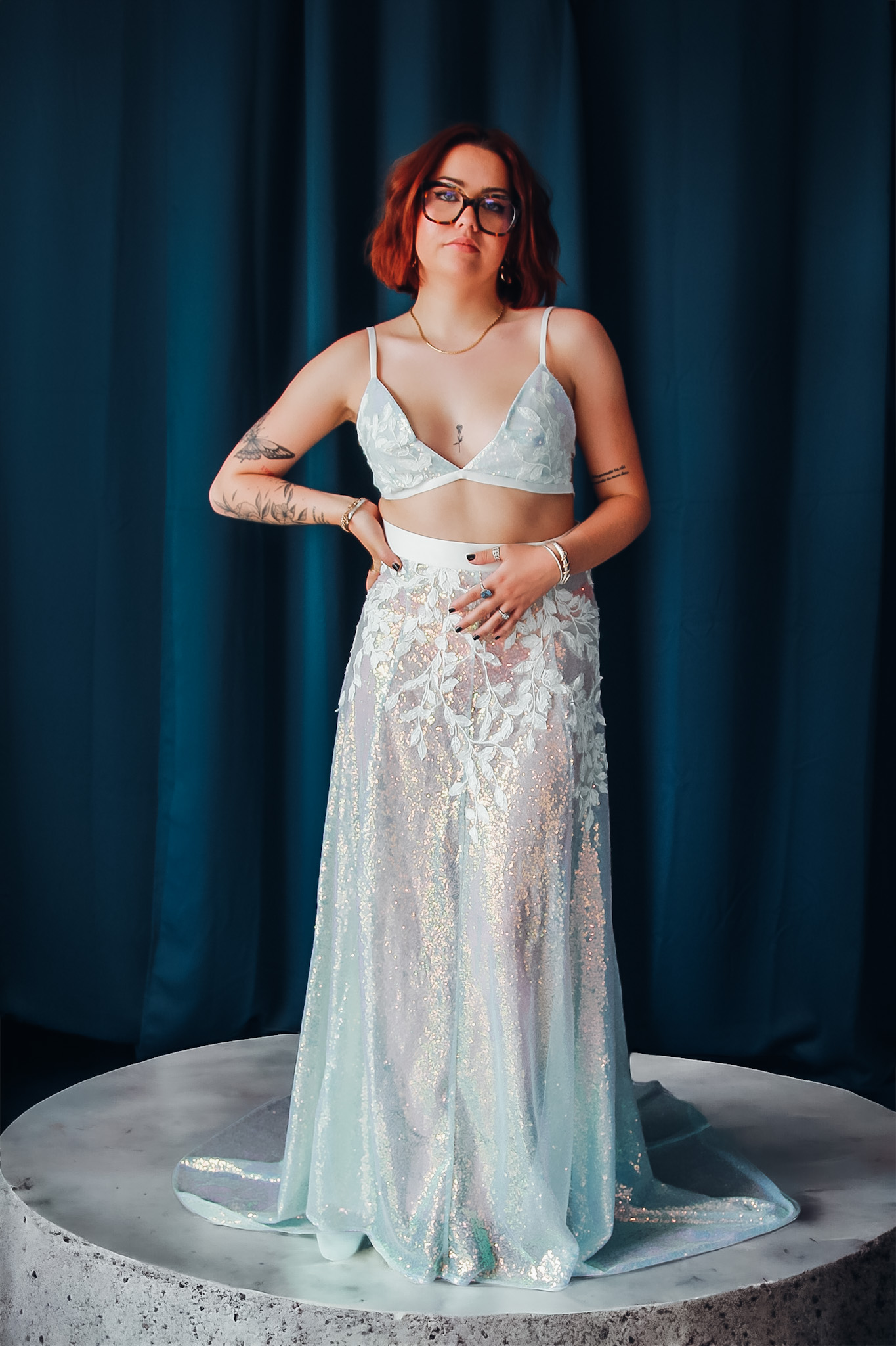 Jupe de mariage en sequins bleu irisé Harper