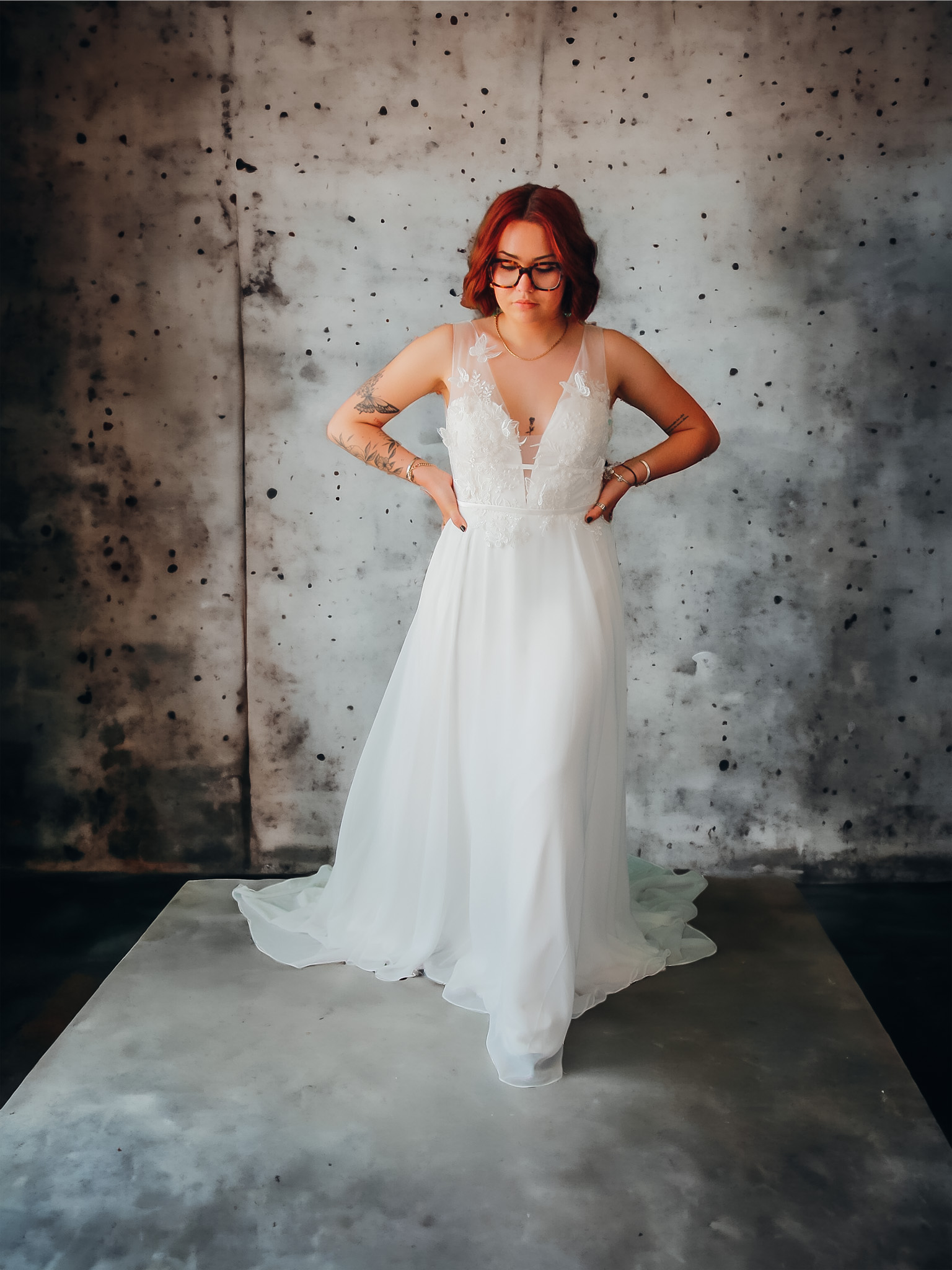 Robe de mariée bohème en mousseline et tulle Sky