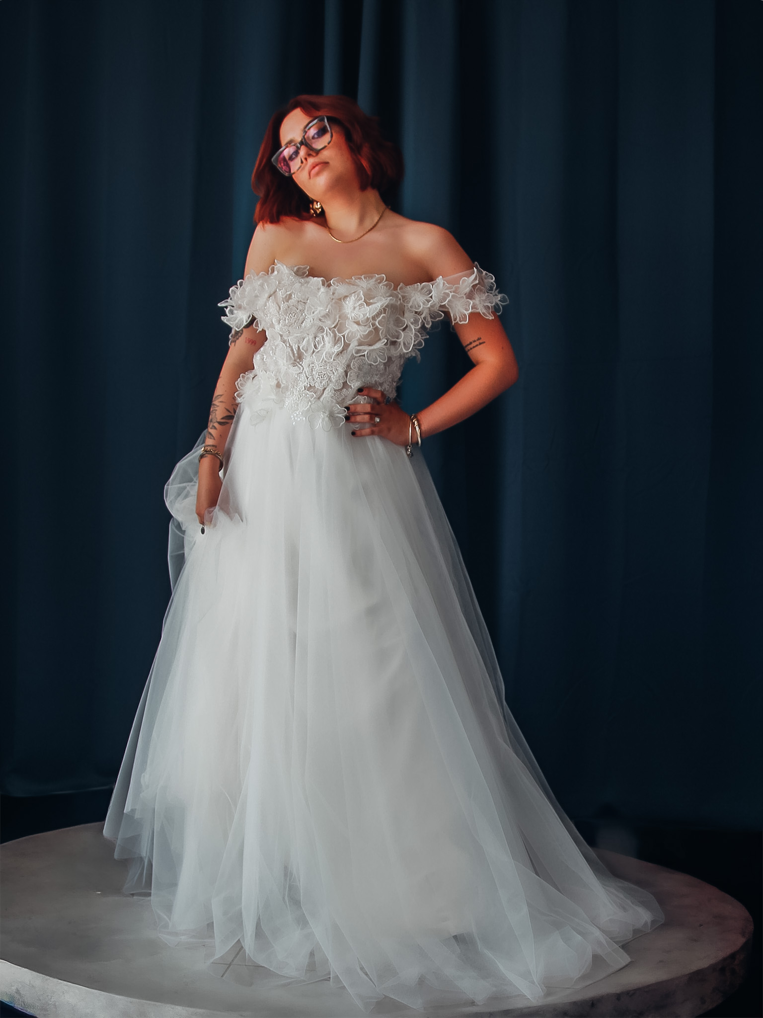 Robe de mariée en tulle et dentelle perlée Aria