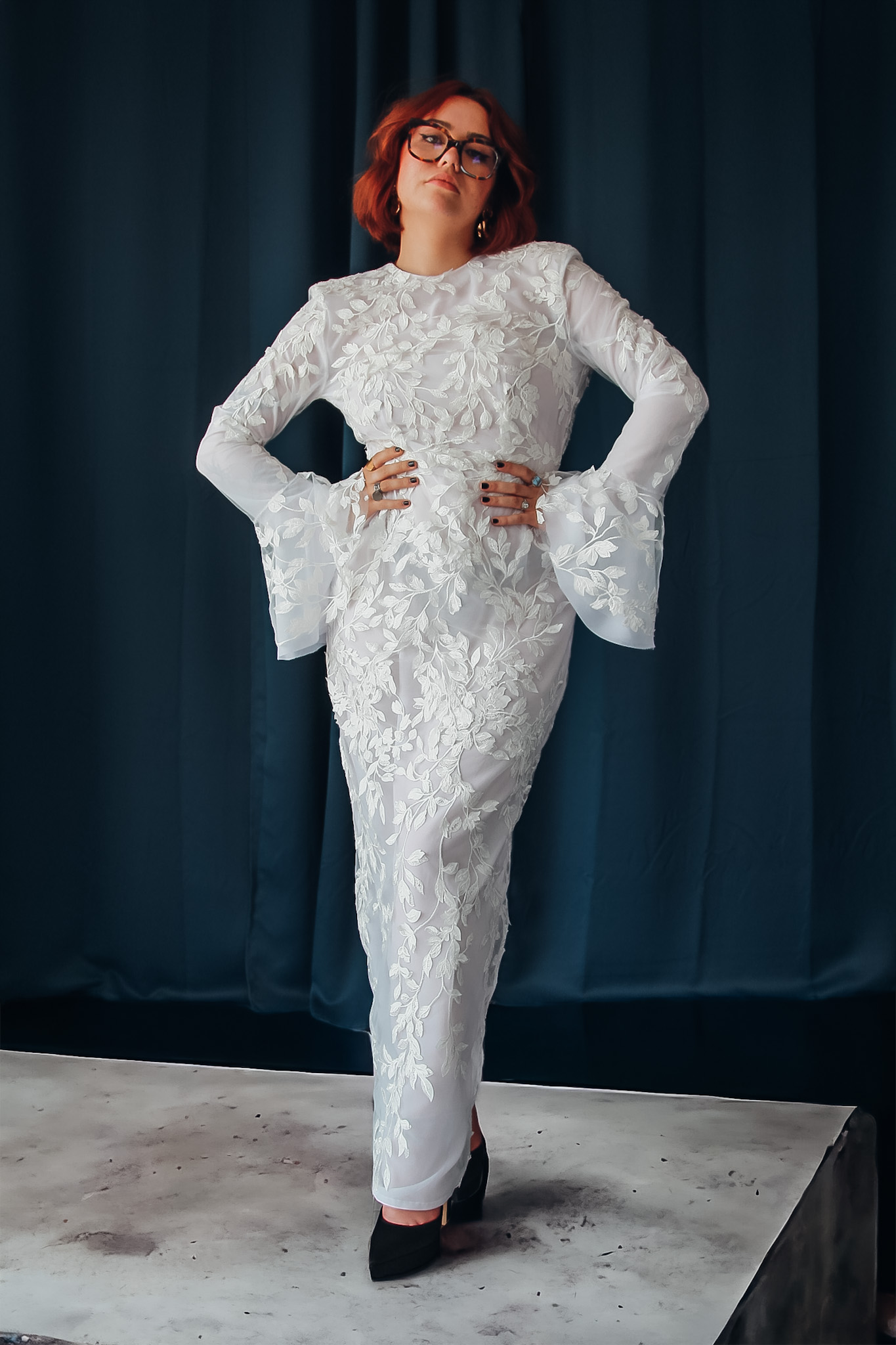 Robe en dentelle brodée sur tulle Nevada