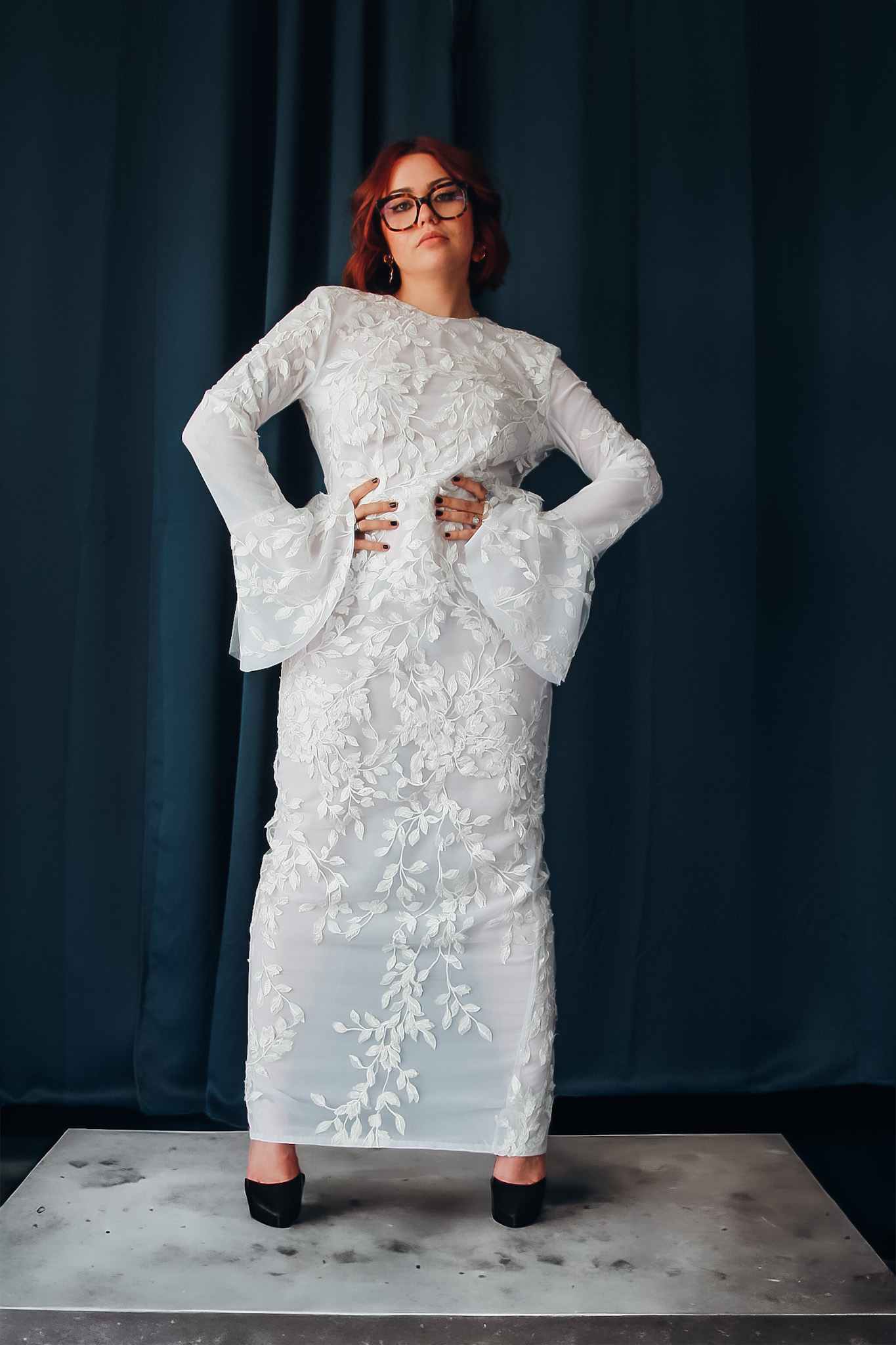 Robe en dentelle brodée sur tulle Nevada