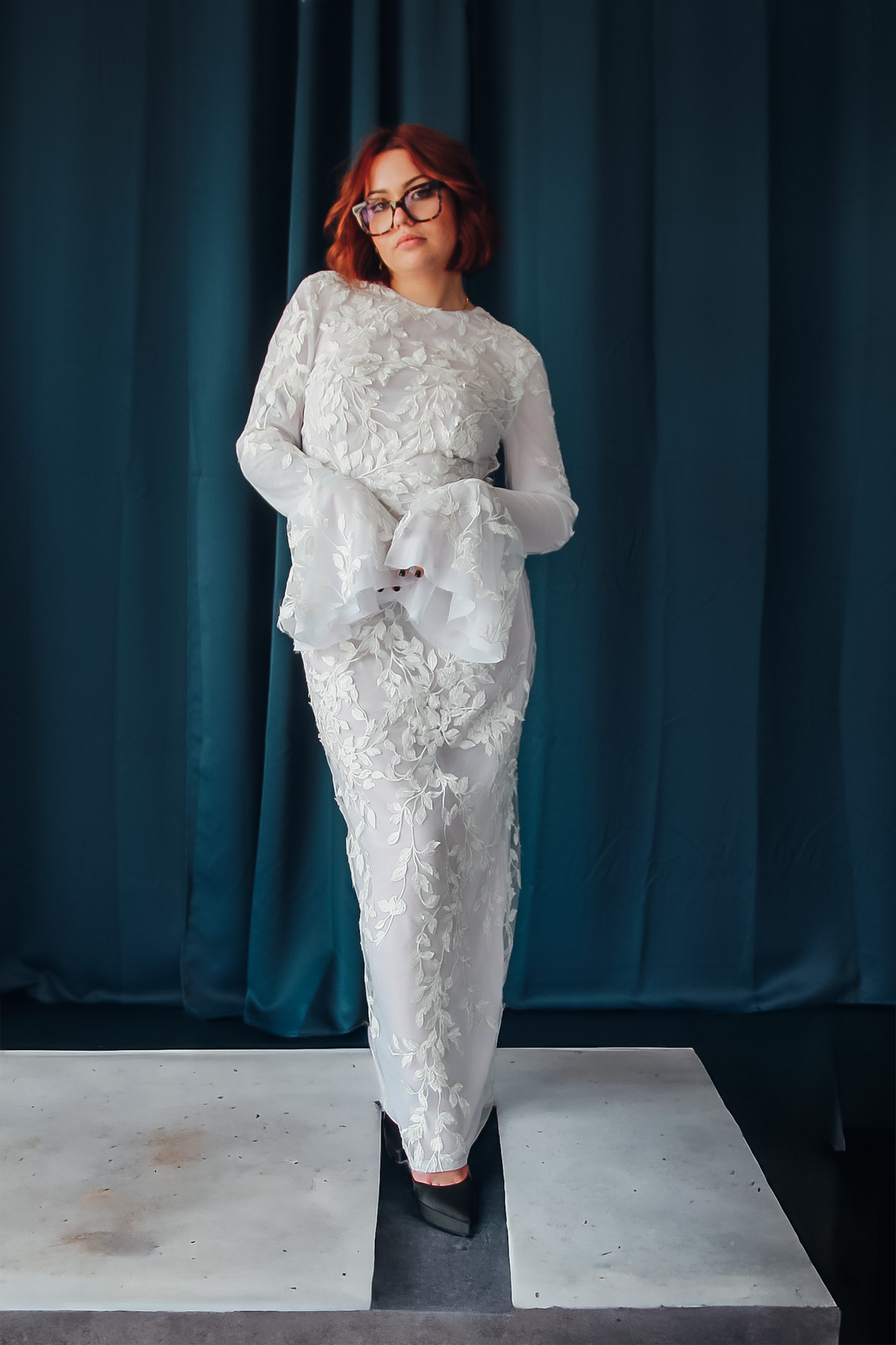 Robe en dentelle brodée sur tulle Nevada