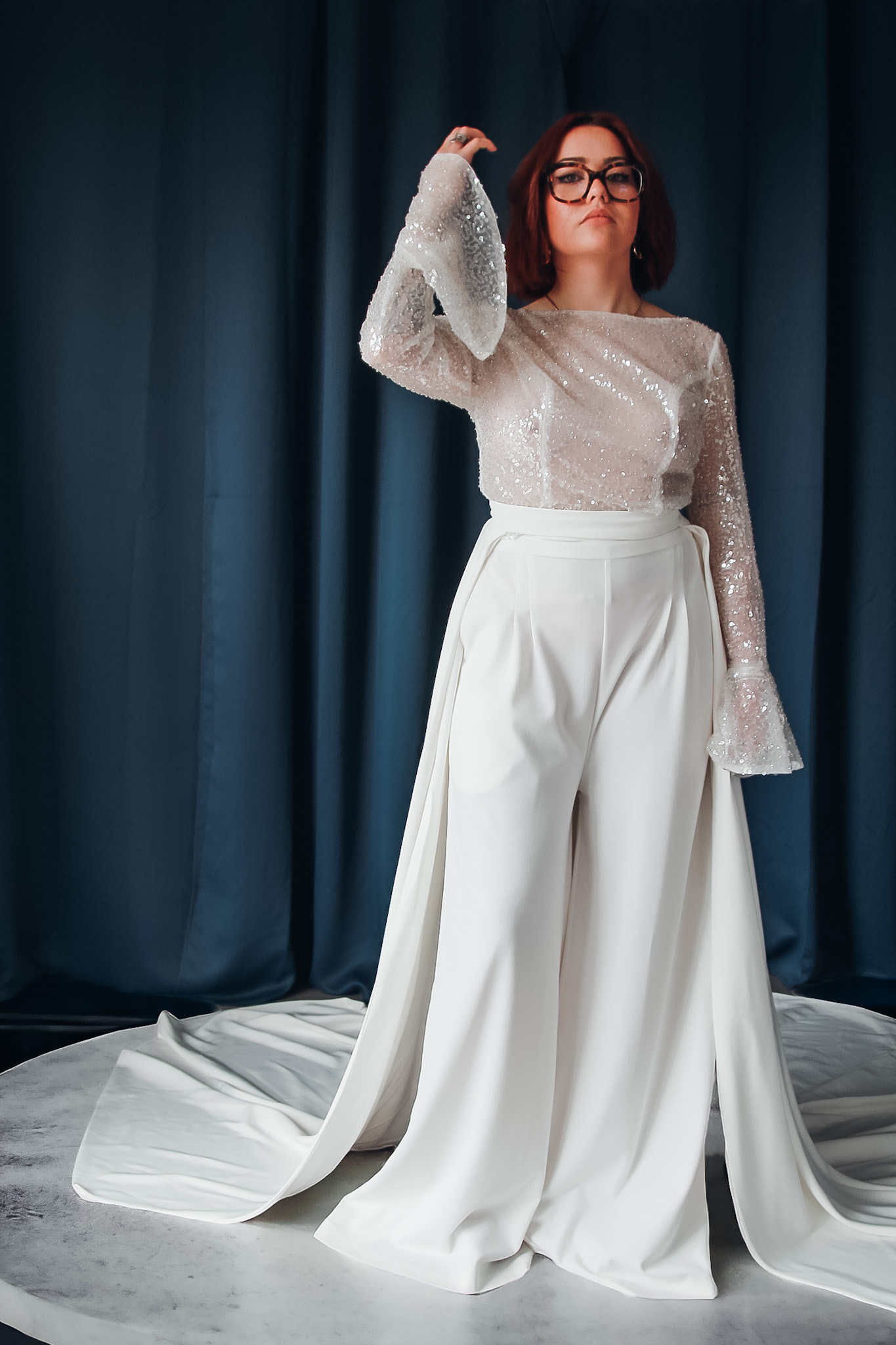 Sur-jupe de mariage en crêpe ivoire Addison