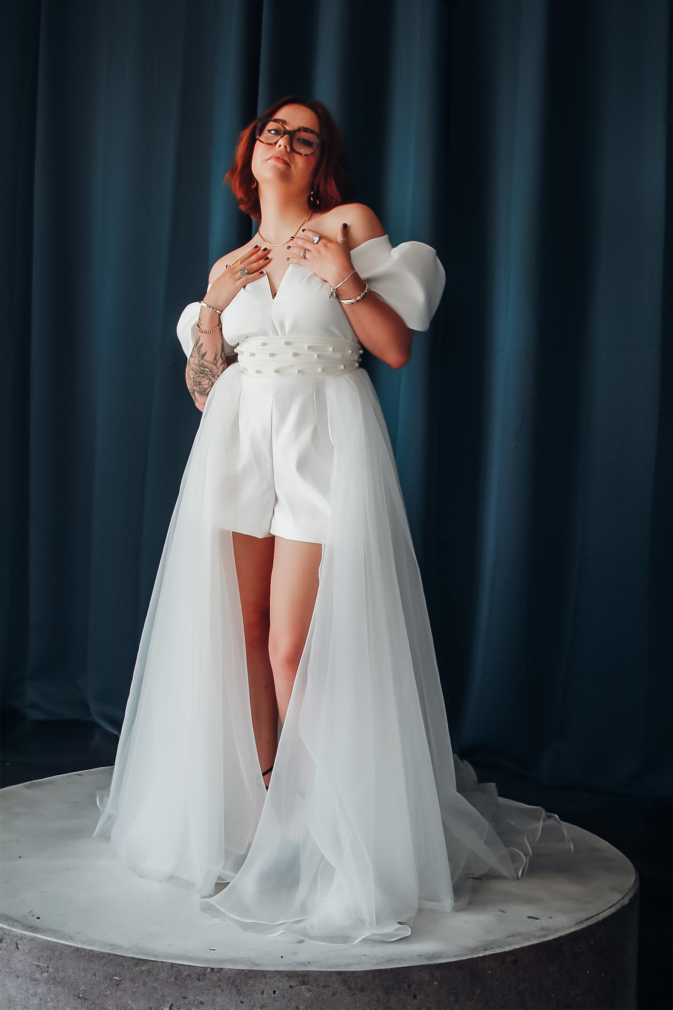 Sur-jupe en tulle et organza Raina