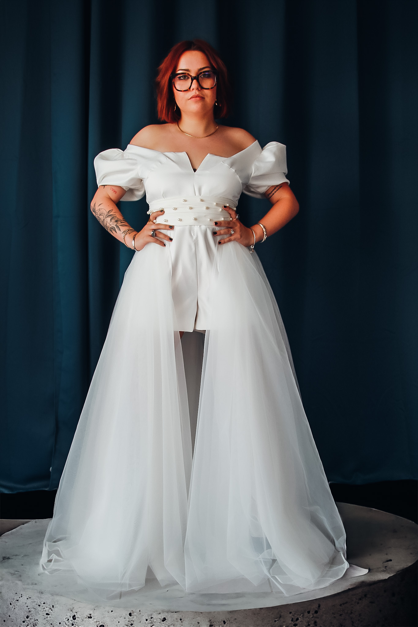 Sur-jupe en tulle et organza Raina