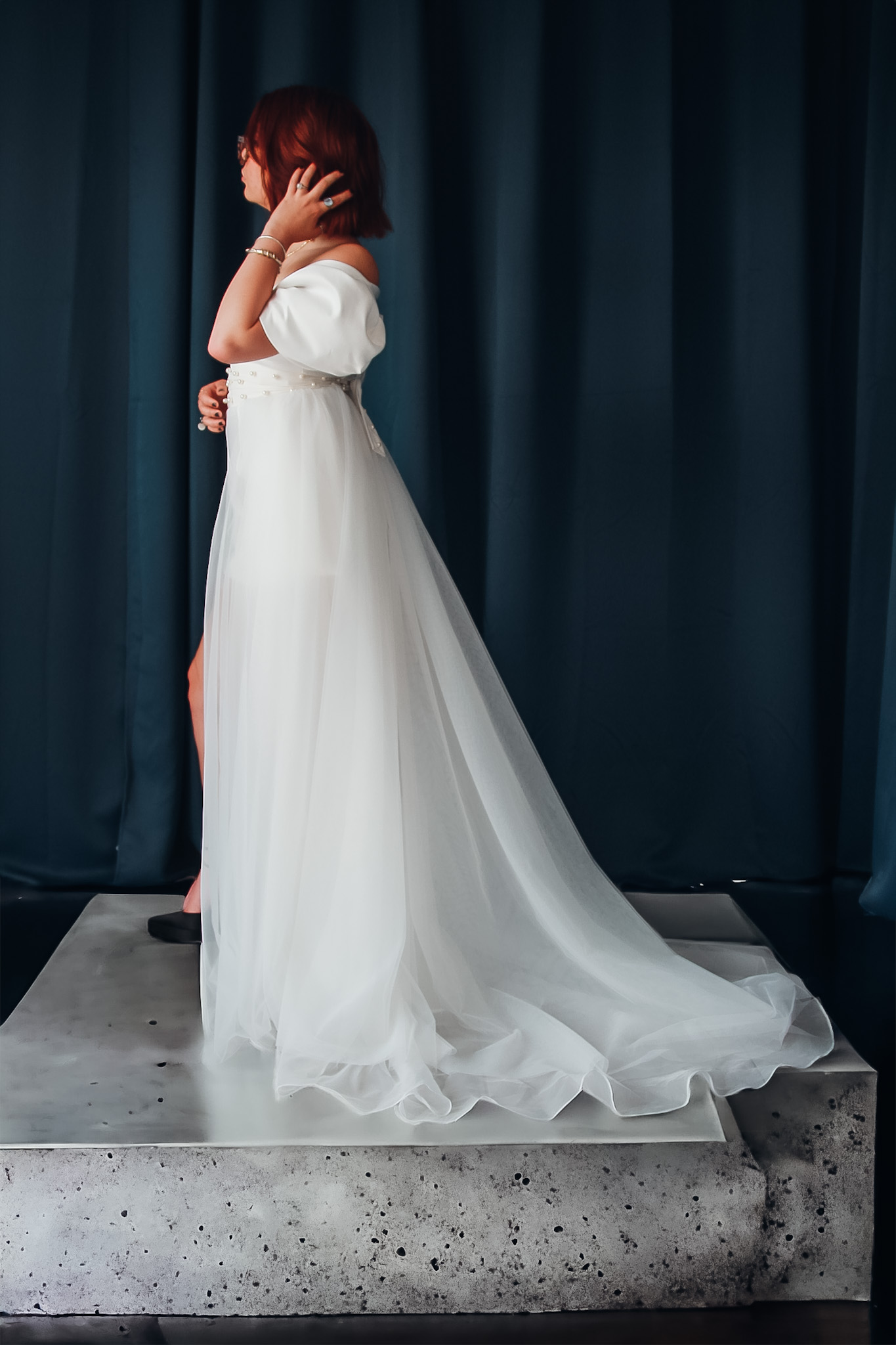 Sur-jupe en tulle et organza Raina