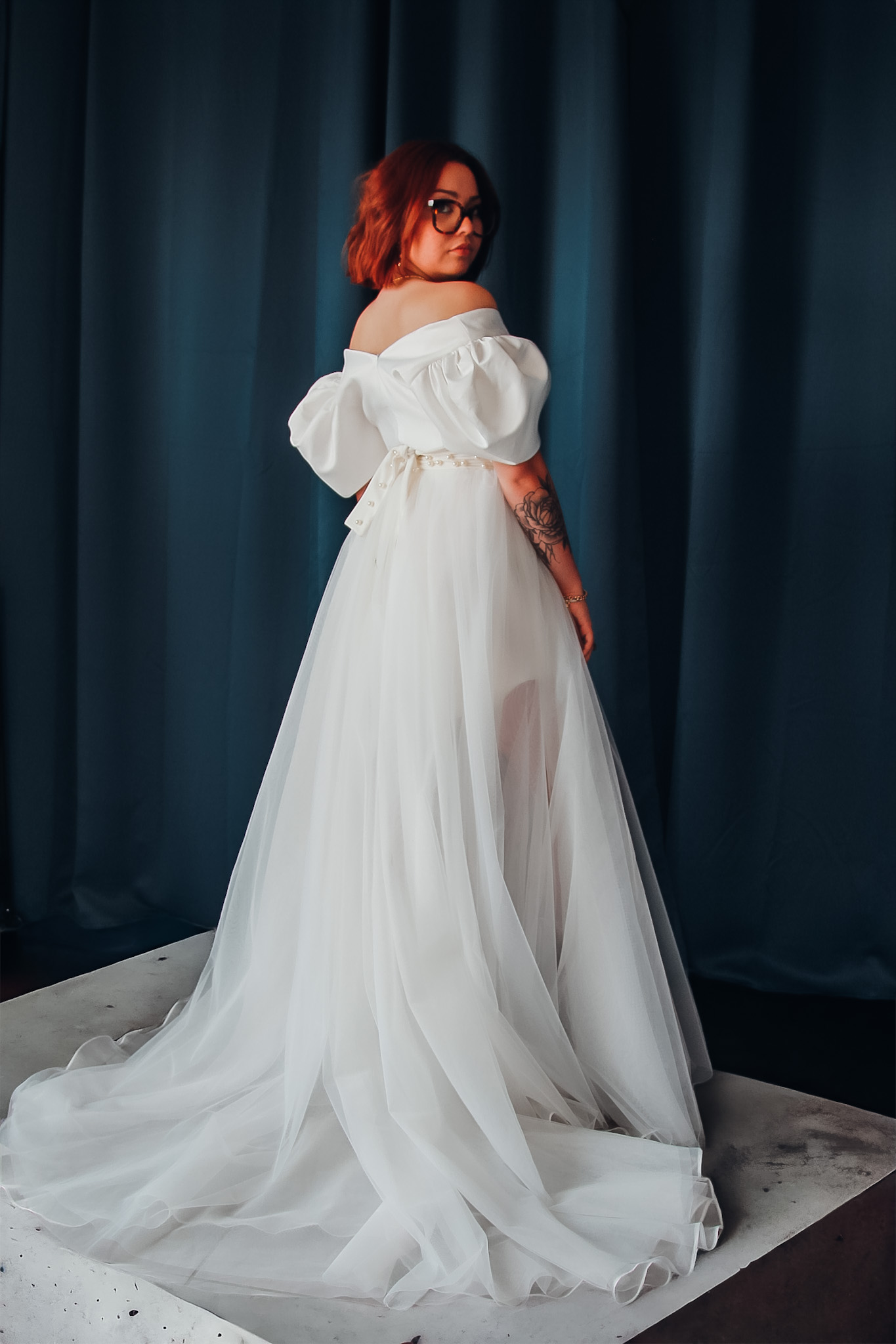 Sur-jupe en tulle et organza Raina