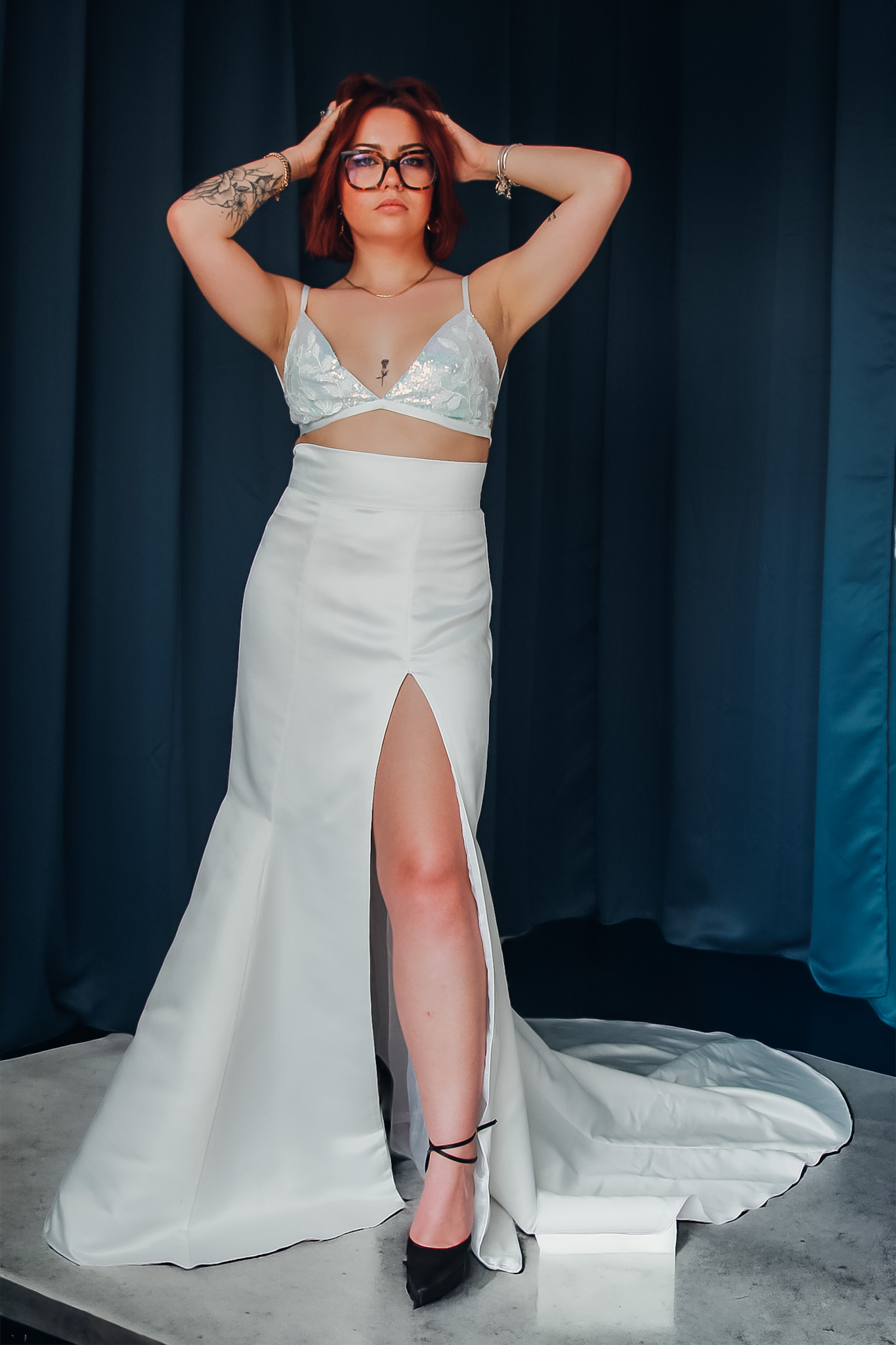 Top de mariage en sequins irisés Avery