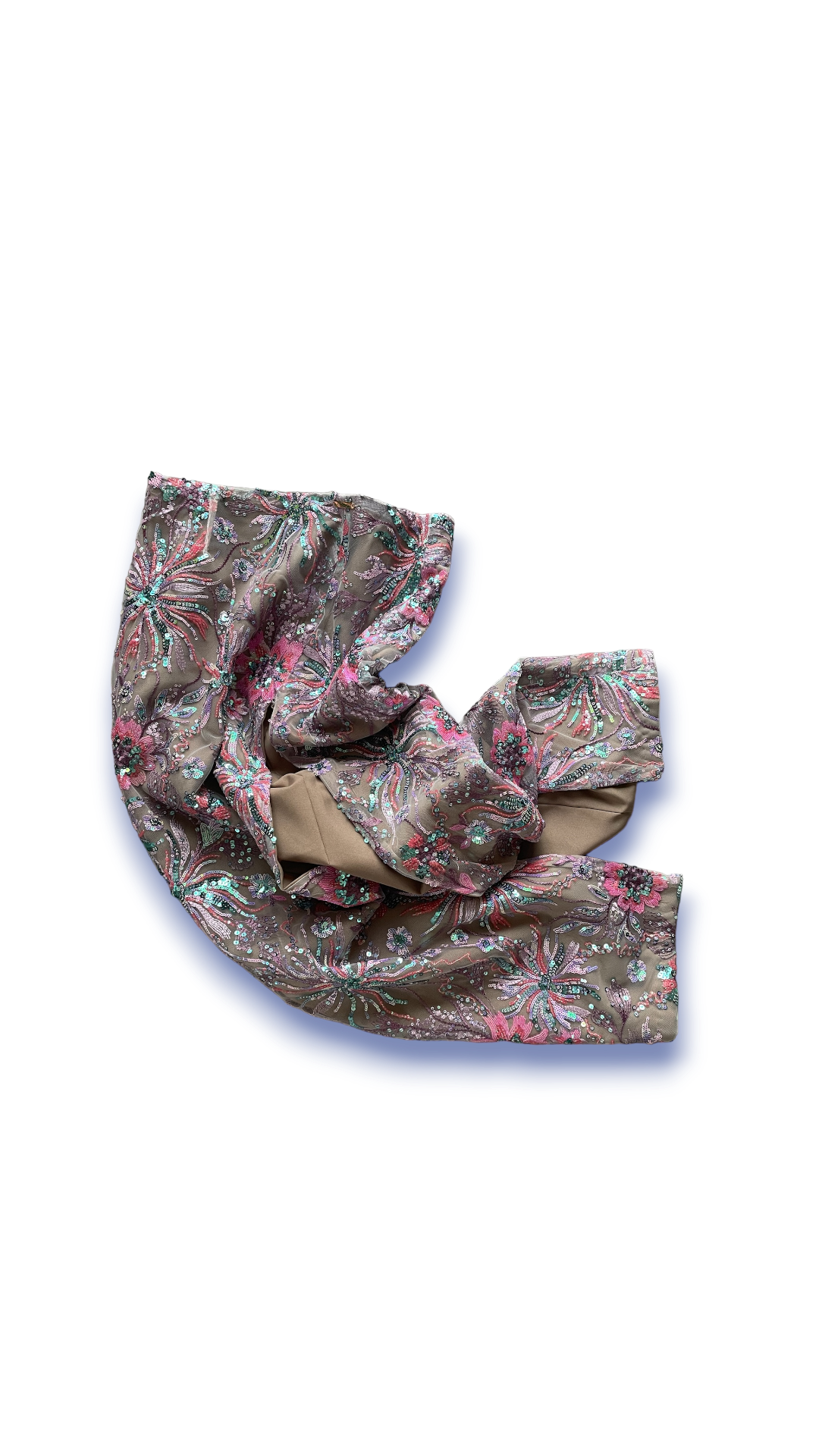 Jupe fourreau taille haute en dentelle perlée