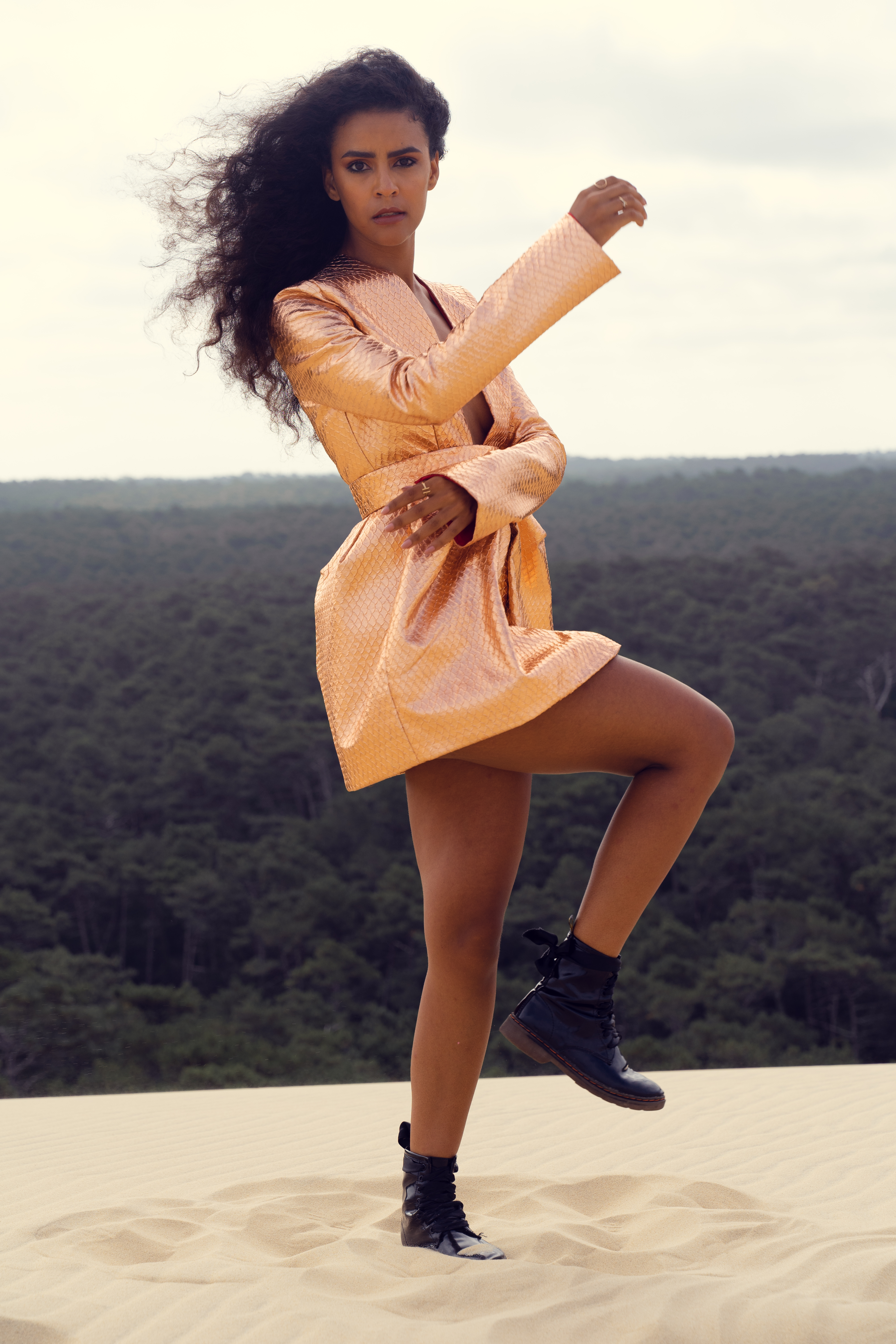 Robe en simili cuir rose NALA