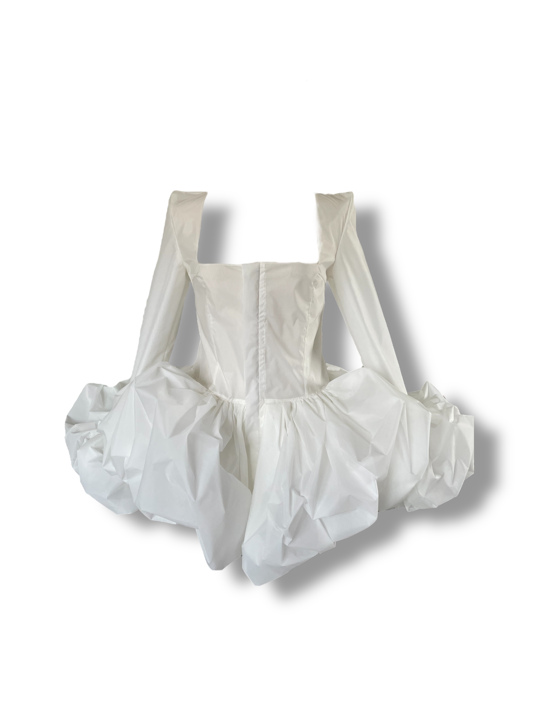 Top sculptural “Iris” en taffetas structuré – Blanc pur