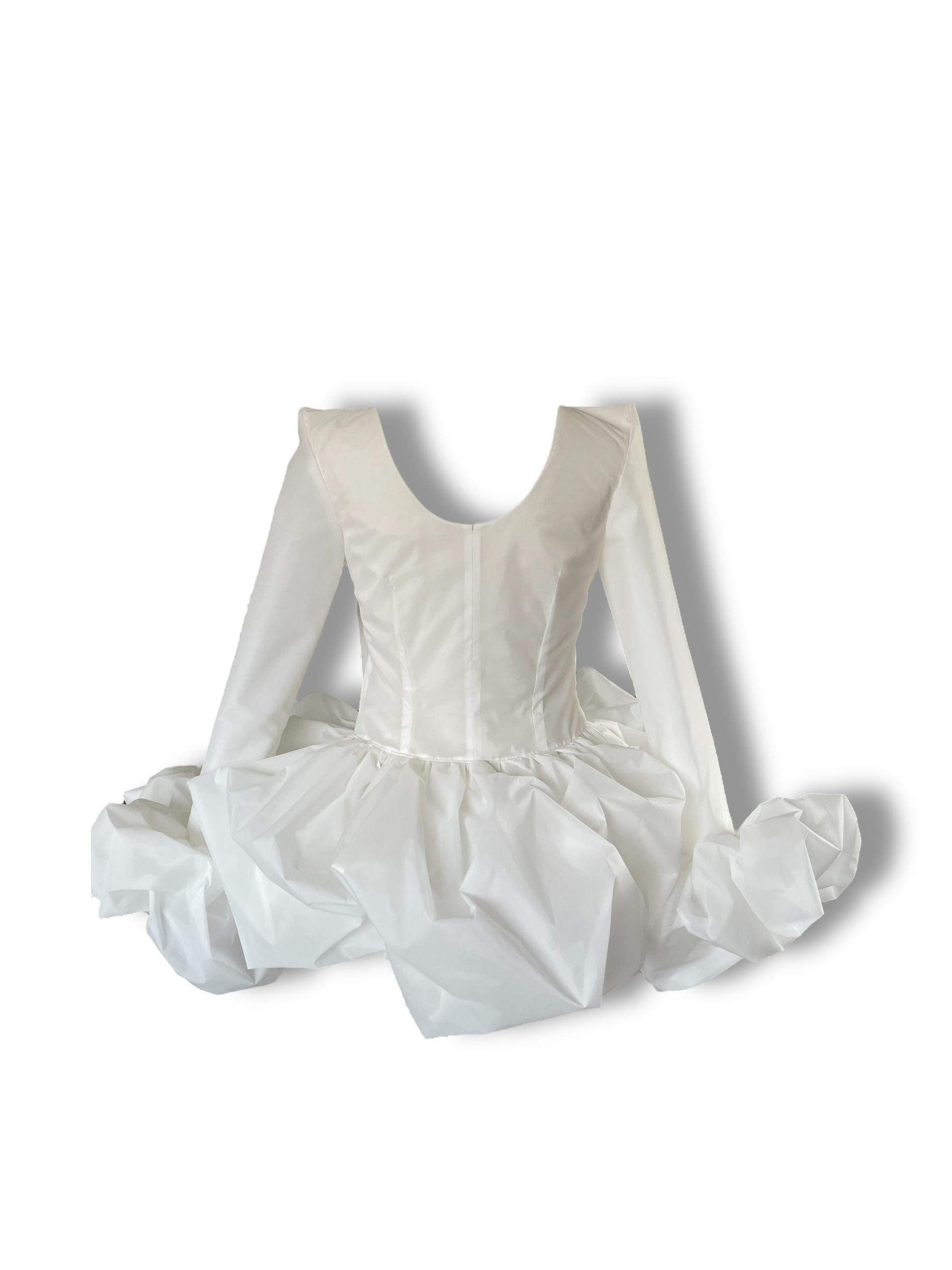 Top sculptural “Iris” en taffetas structuré – Blanc pur