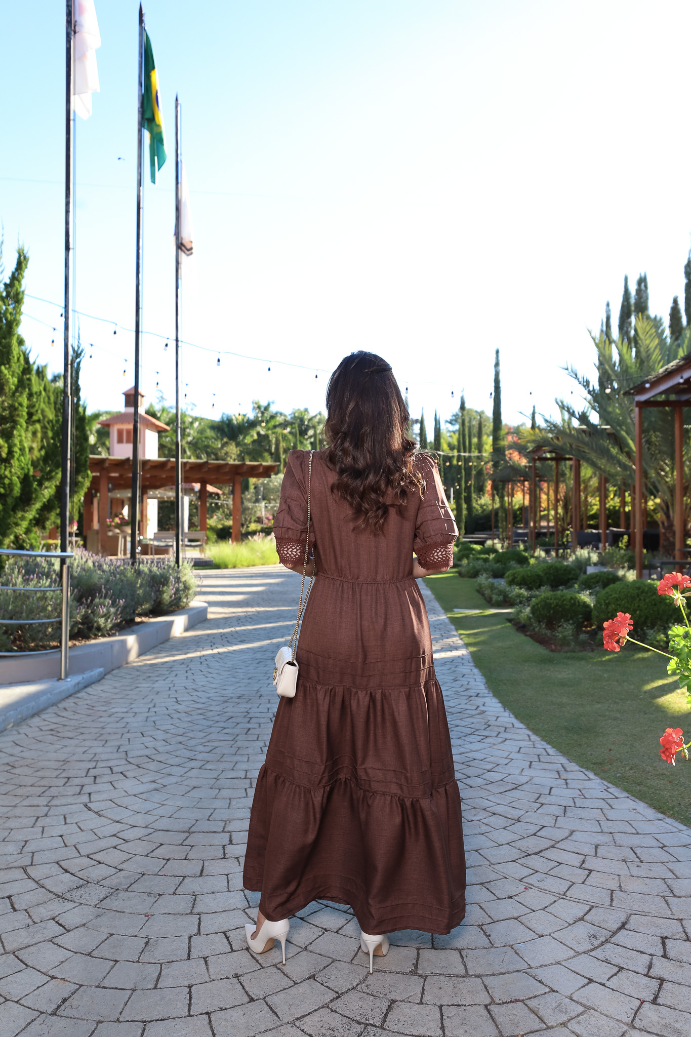 Vestido Max Marrom em Alfaiataria