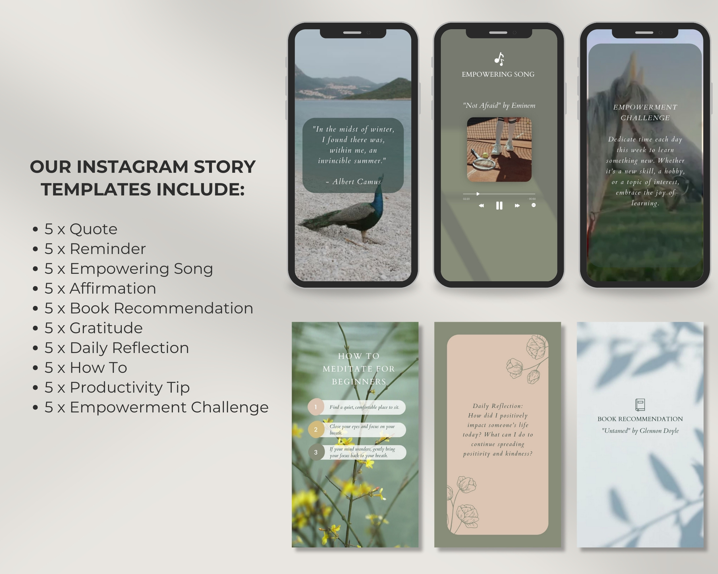 Instagram Template Bundle for Faceless Creator: 50 Post + 50 Story Templates