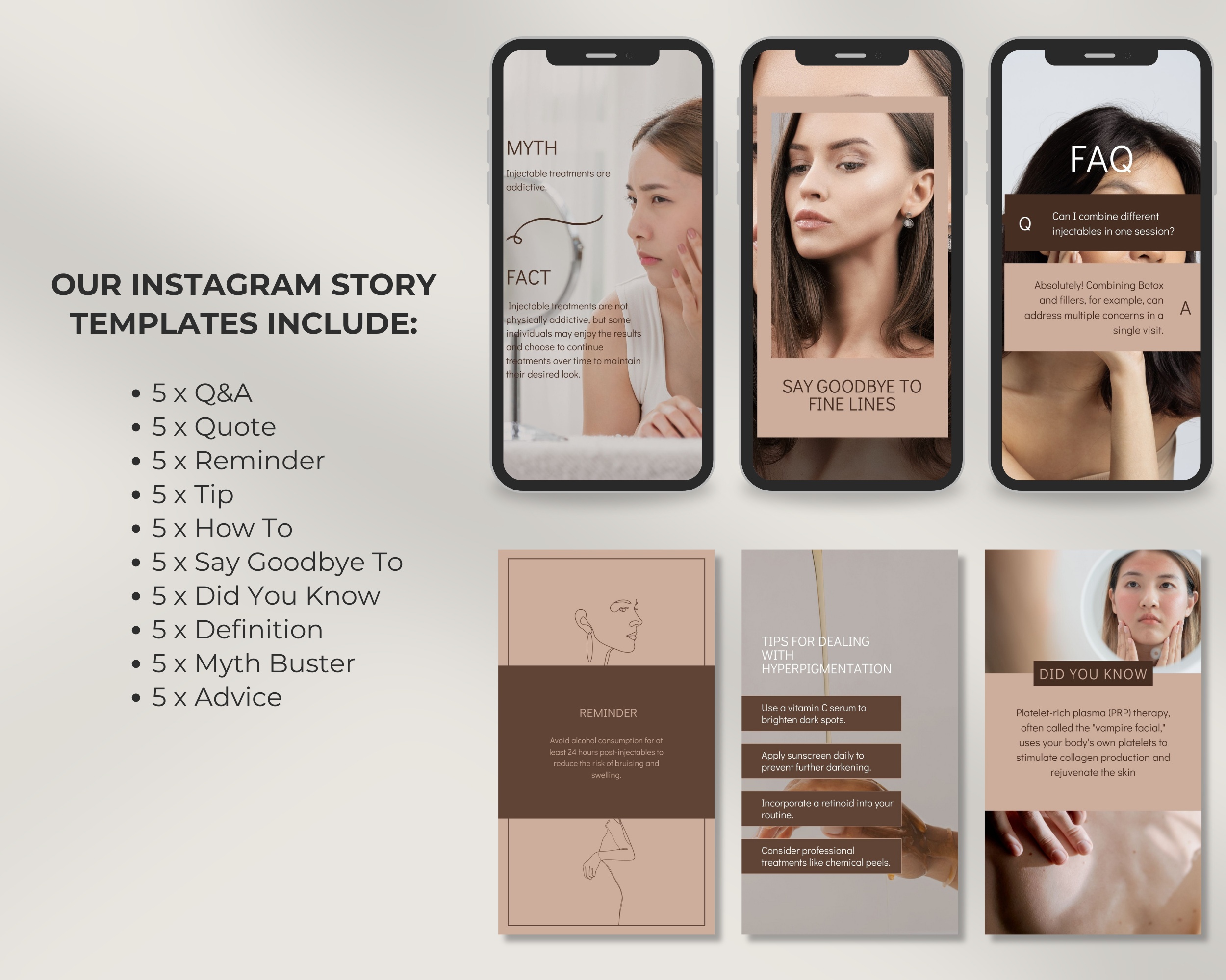 50 Ready-To-Post Injectables Clinic Instagram Story Templates