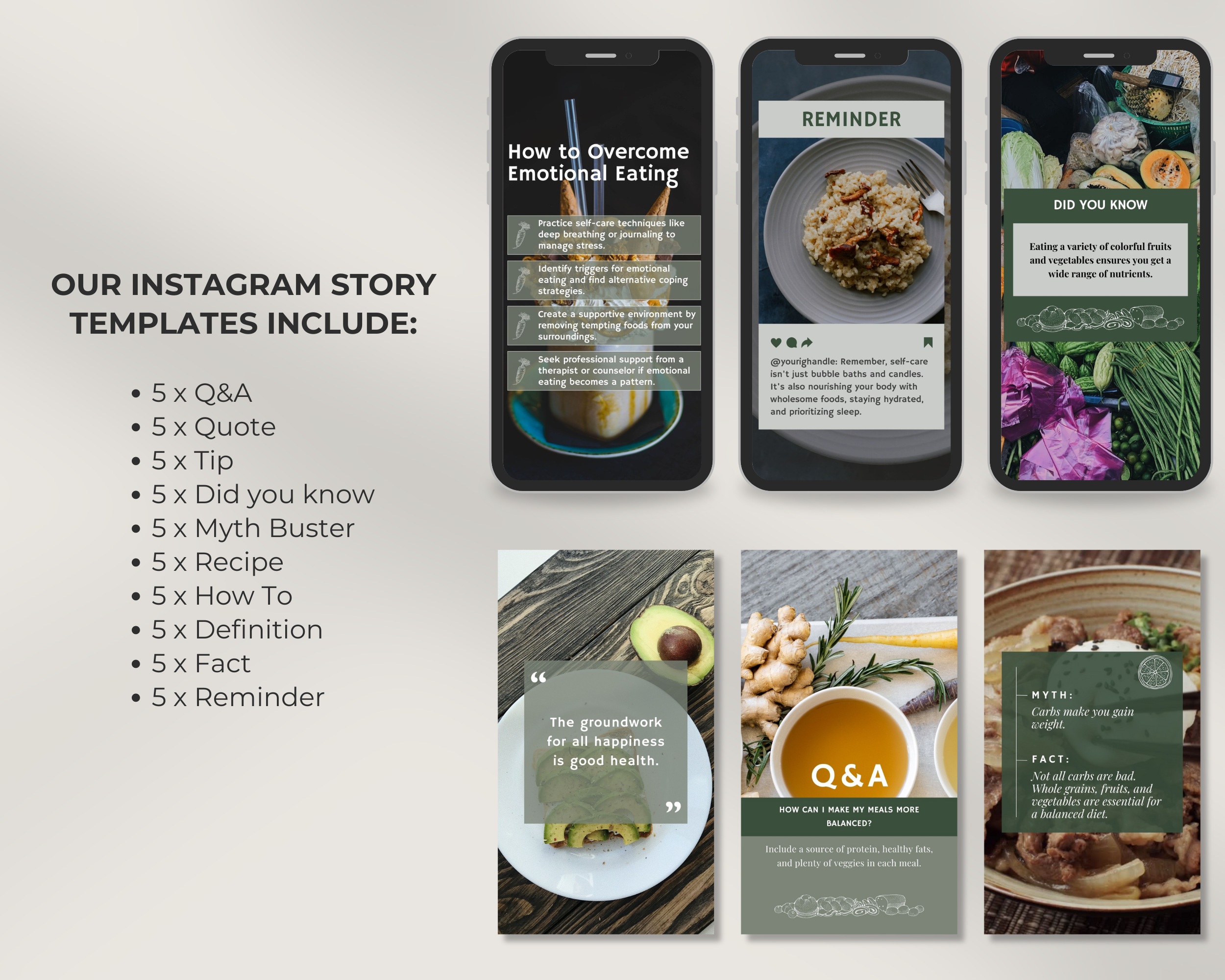 50 Ready-To-Post Nutritionist Instagram Story Templates