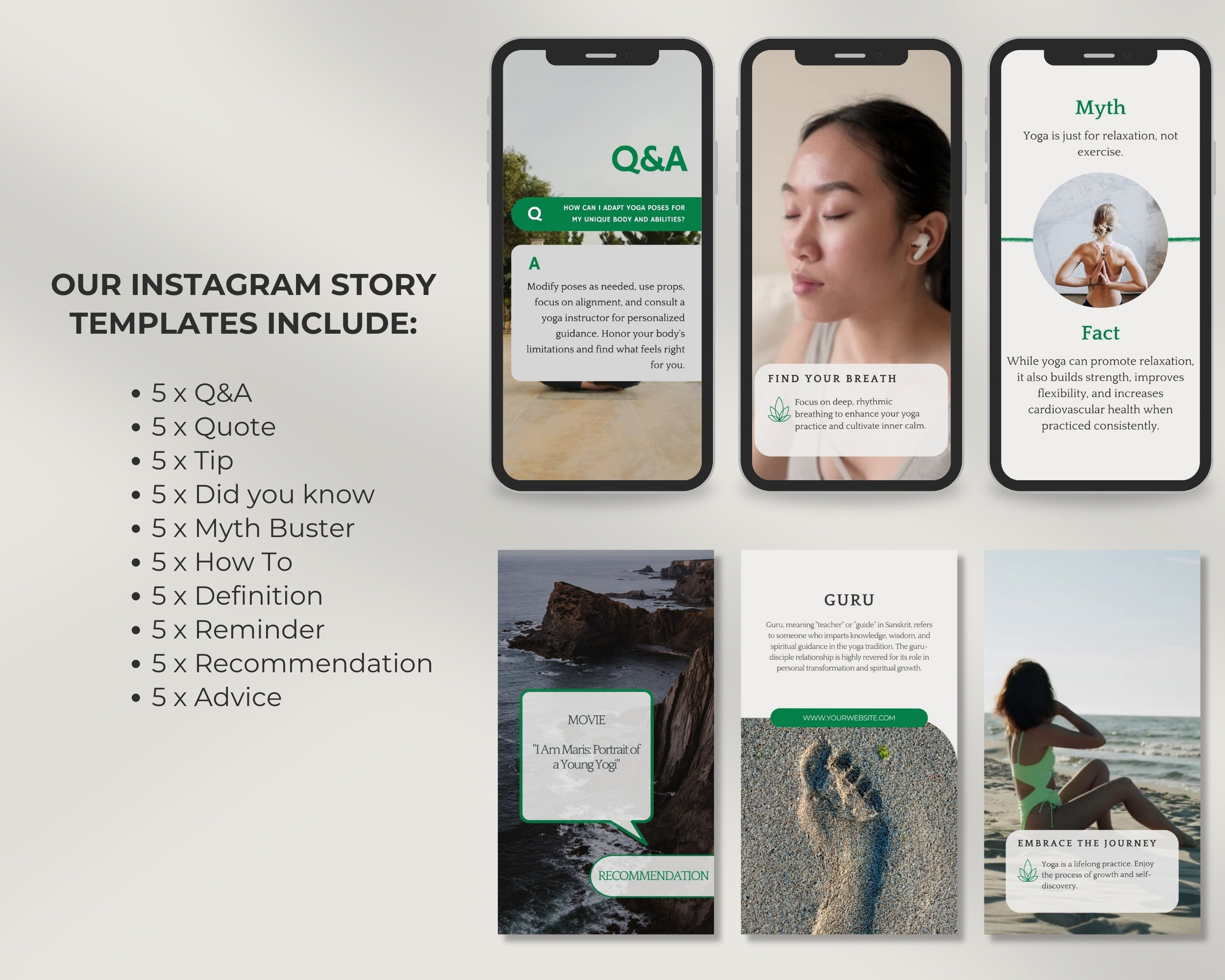 50 Ready-To-Post Yoga Instructor Instagram Story Templates