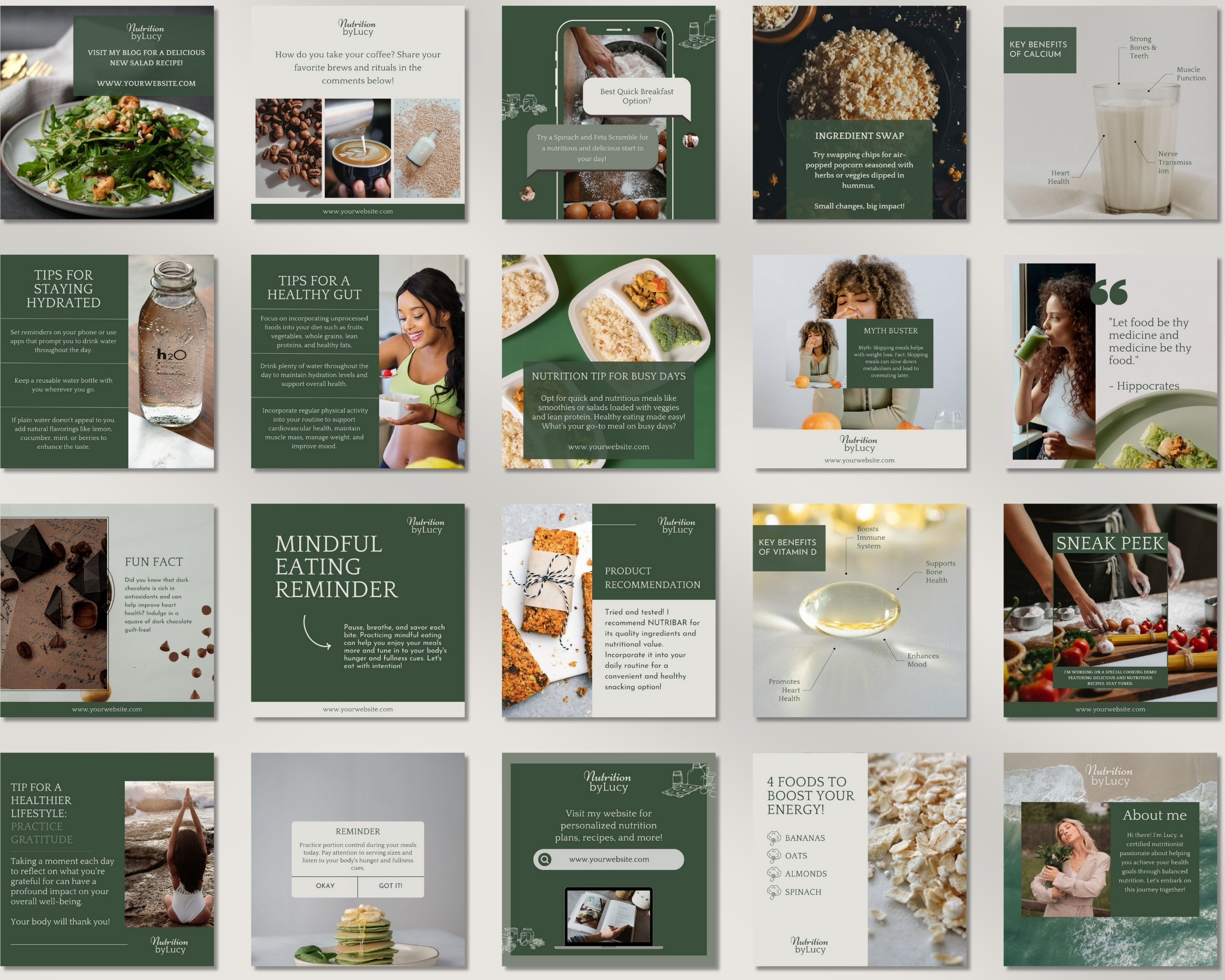 50 Ready-To-Post Nutritionist Instagram Post Templates