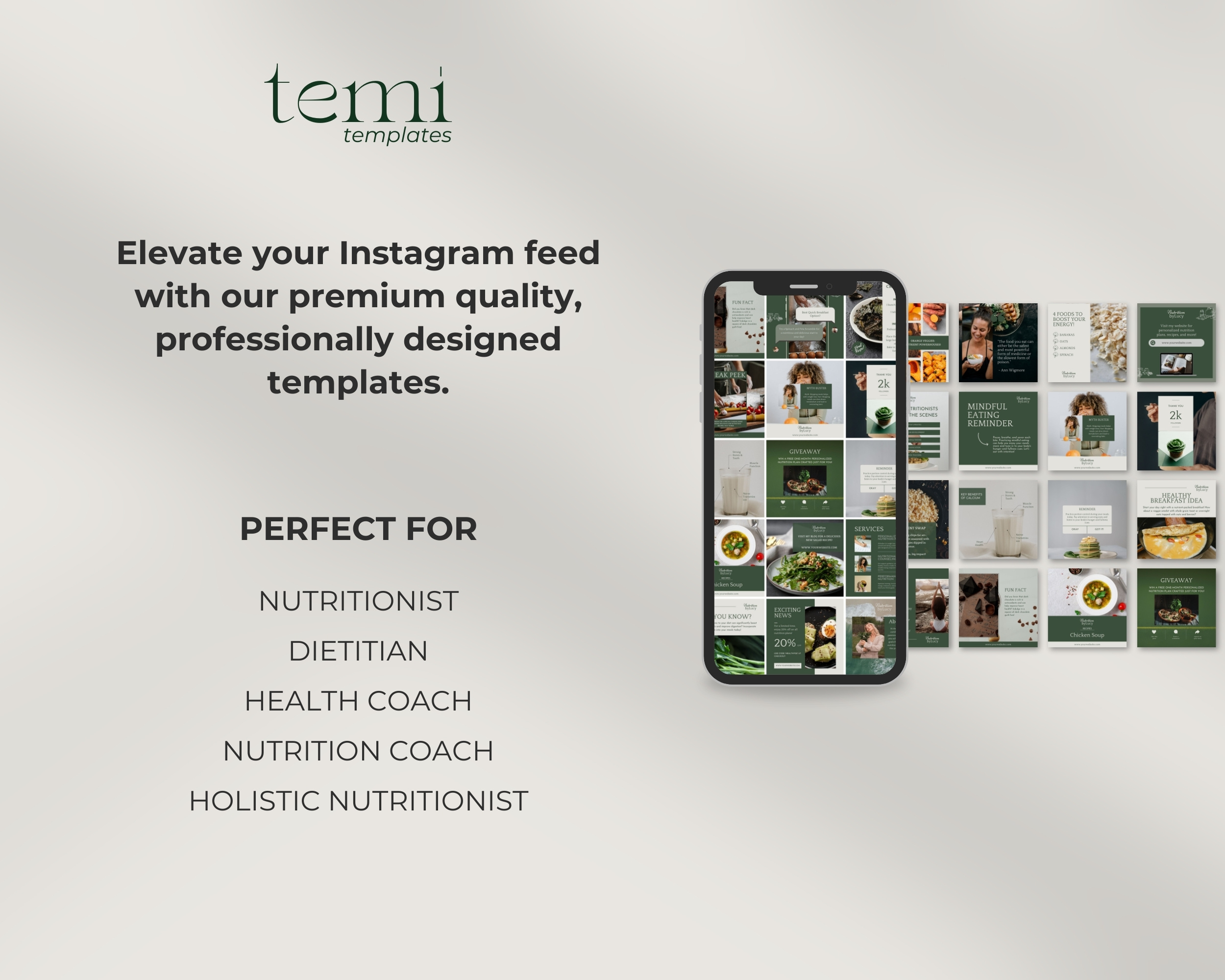 50 Ready-To-Post Nutritionist Instagram Post Templates