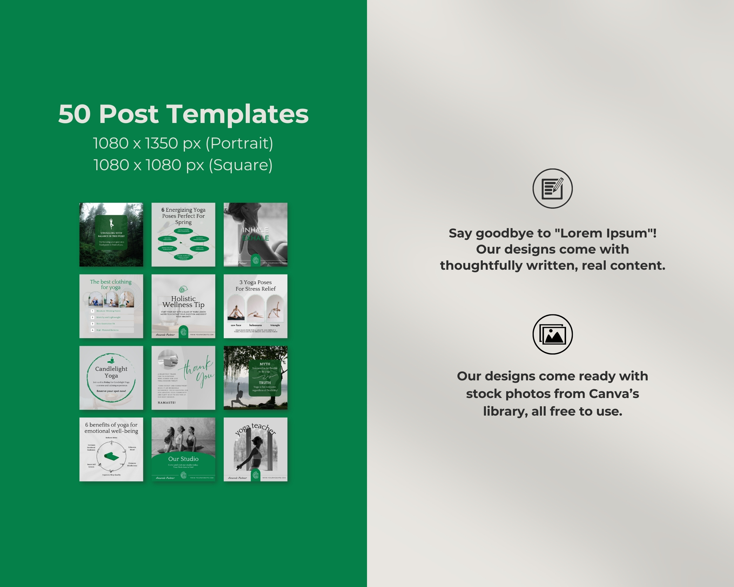 50 Ready-To-Post Yoga Instagram Post Templates