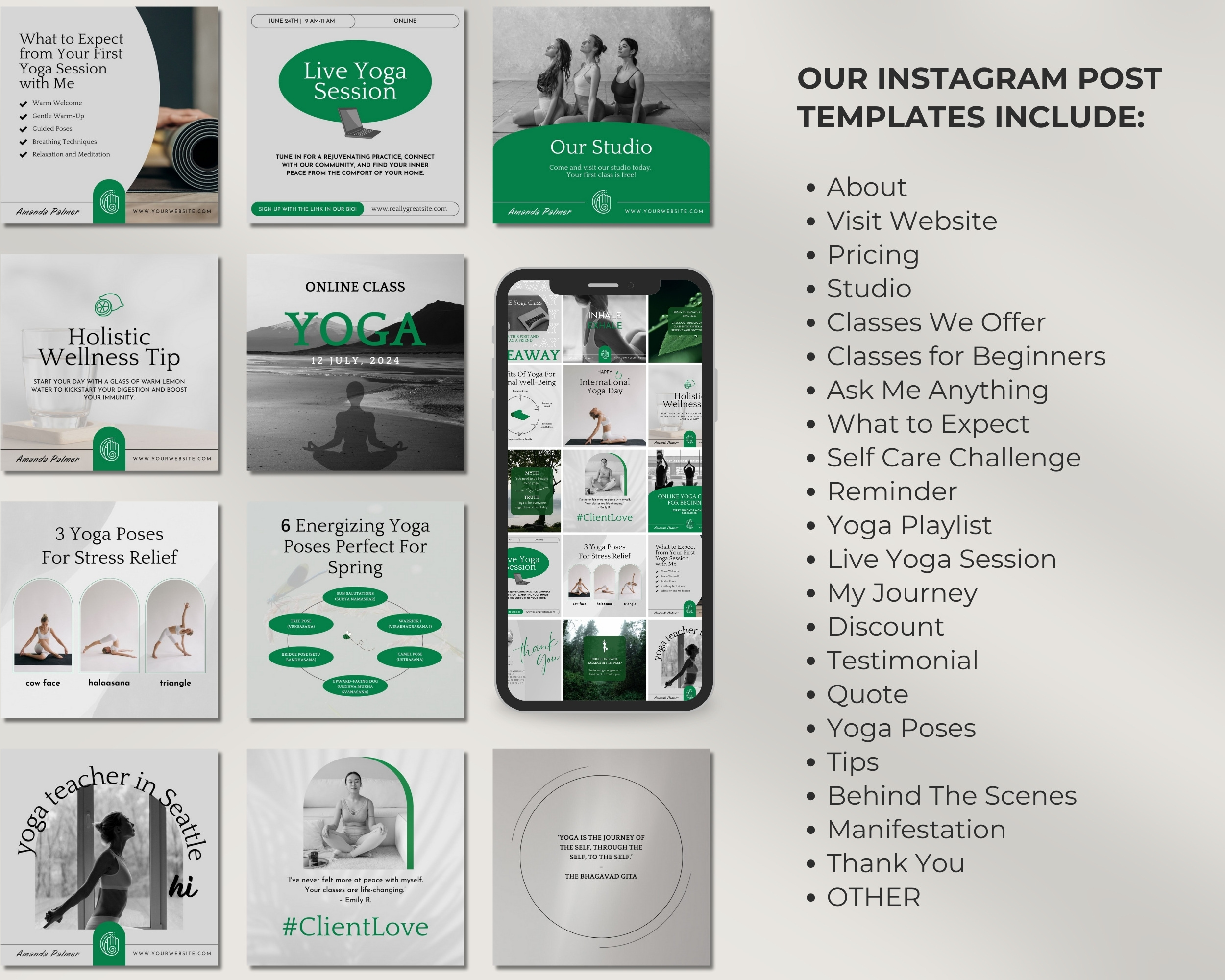 50 Ready-To-Post Yoga Instagram Post Templates