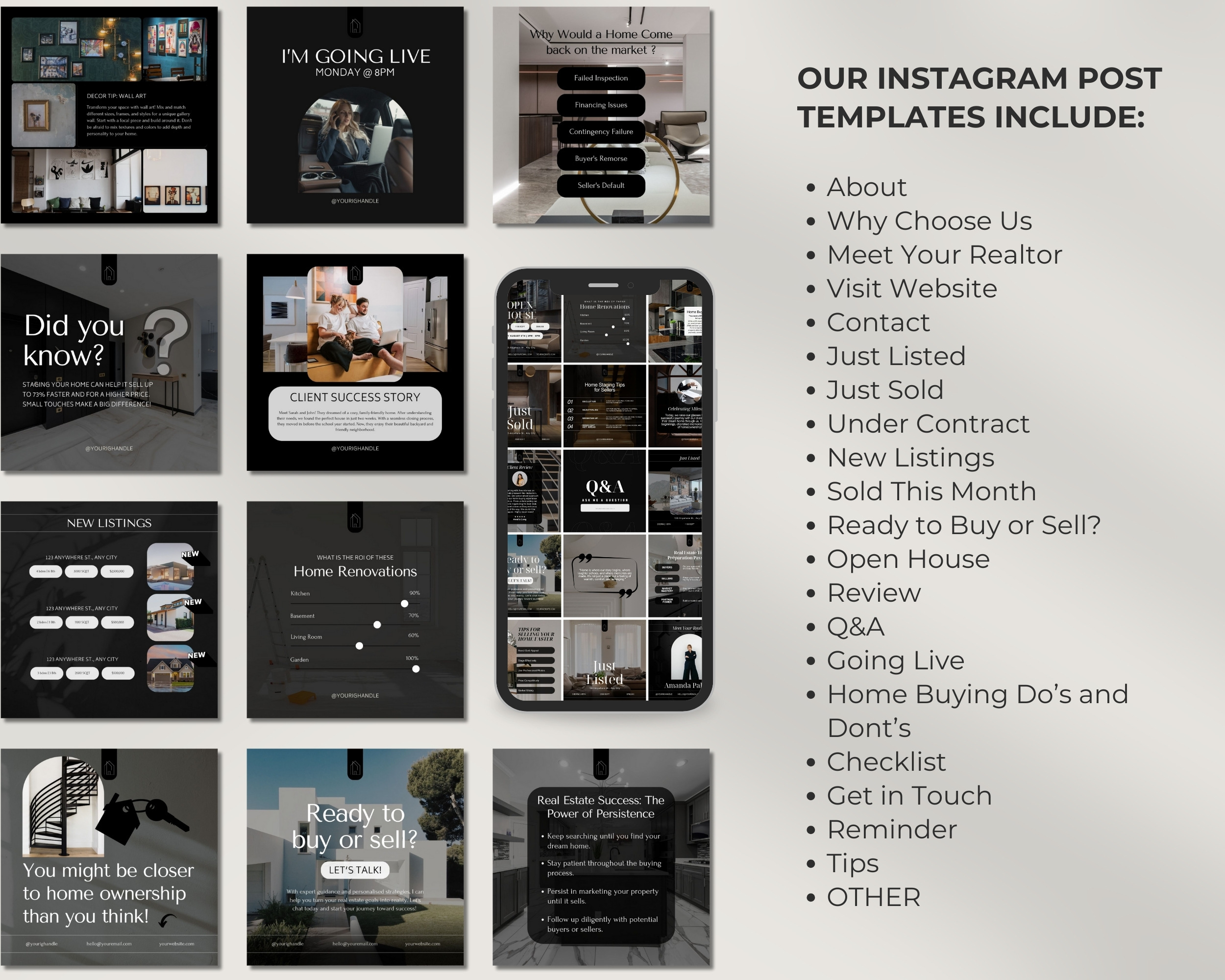 50 Ready-To-Post Realtor Instagram Post Templates