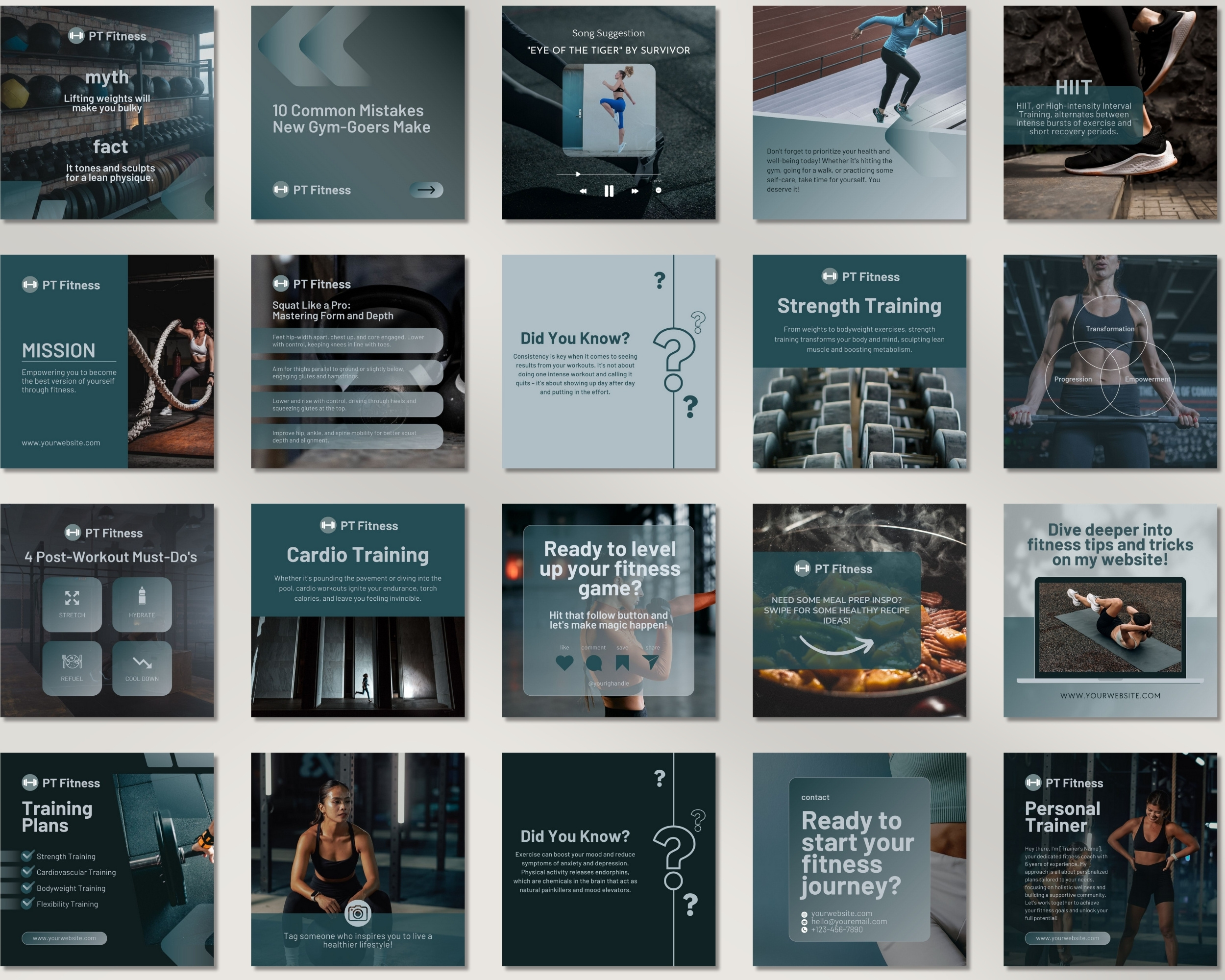 50 Ready-To-Post Personal Trainer Instagram Post Templates