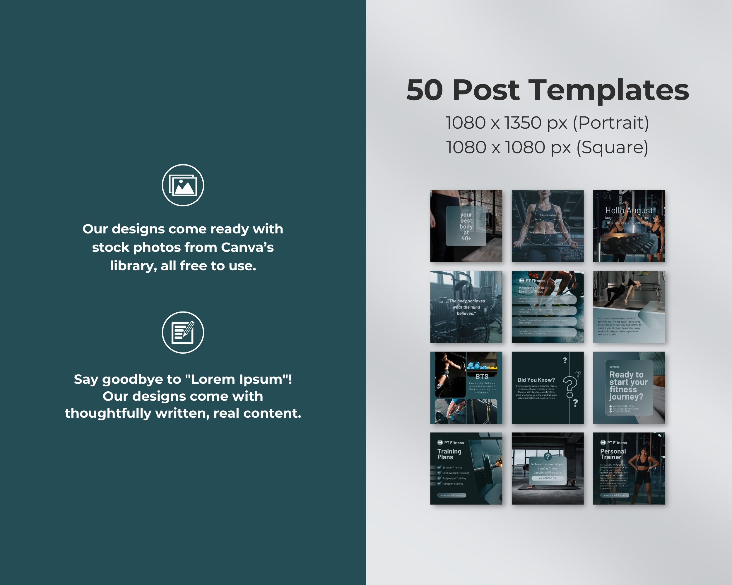 50 Ready-To-Post Personal Trainer Instagram Post Templates