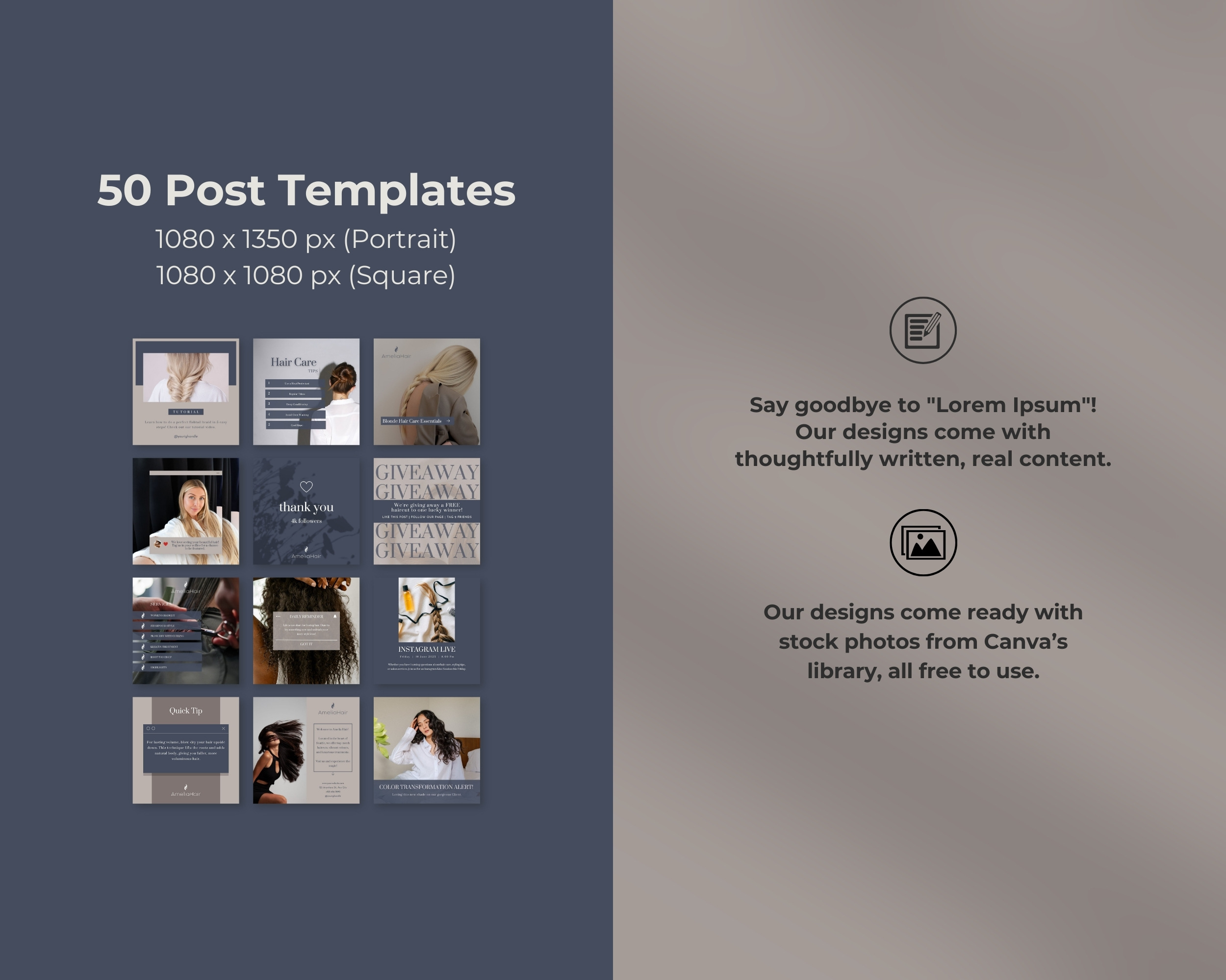 50 Ready-To-Post Hair Salon Instagram Post Templates