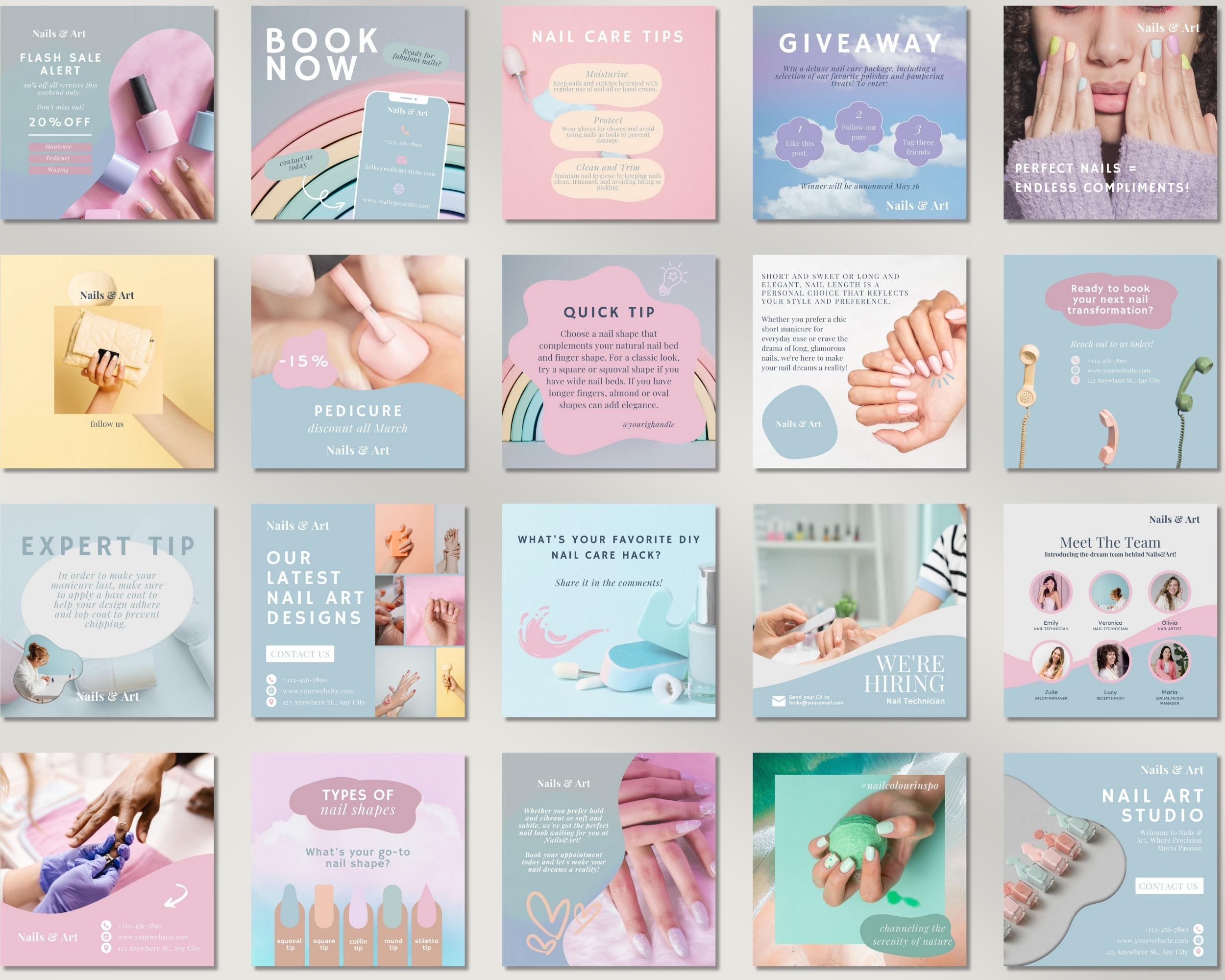 50 Ready-To-Post Nail Salon Instagram Post Templates