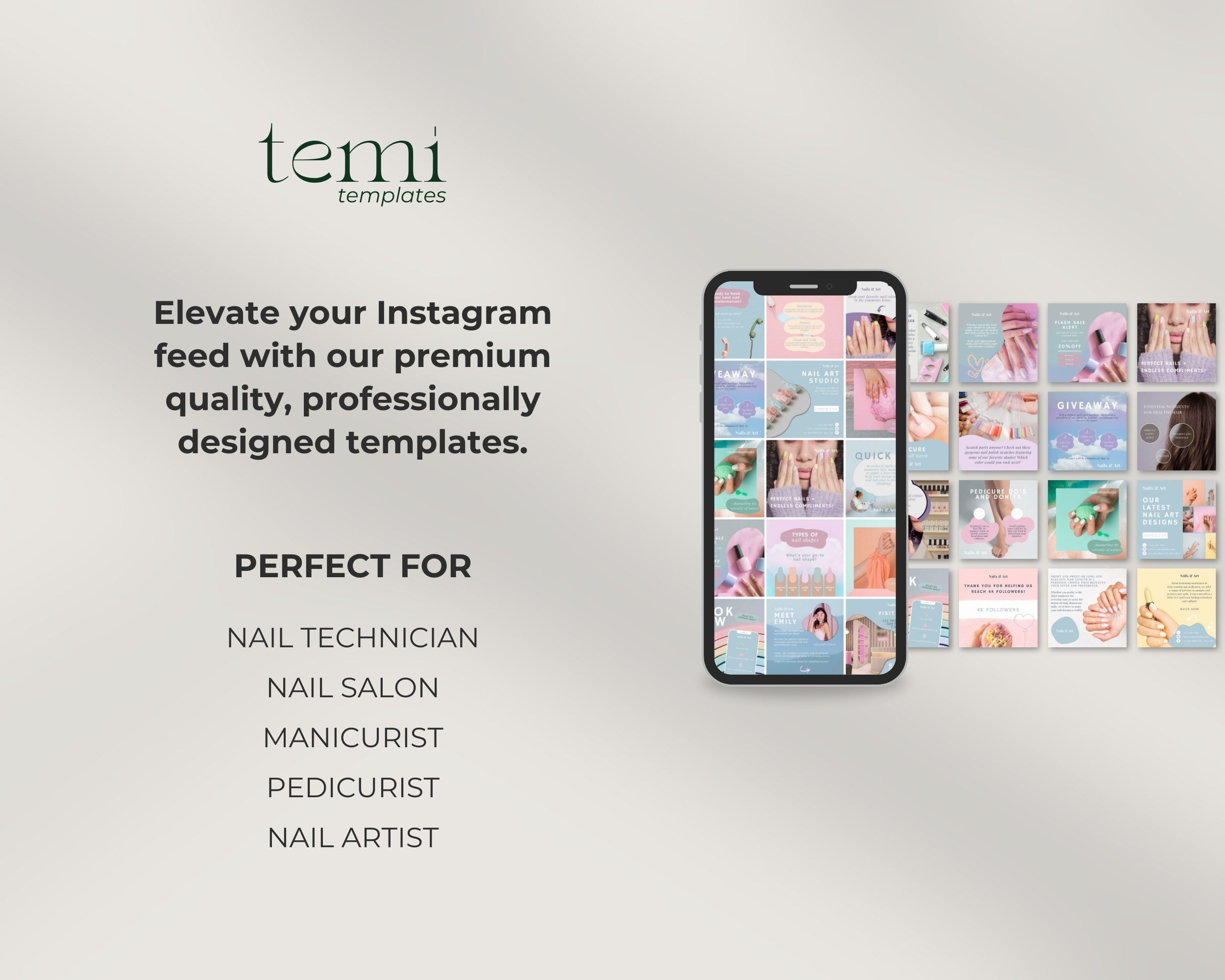 50 Ready-To-Post Nail Salon Instagram Post Templates