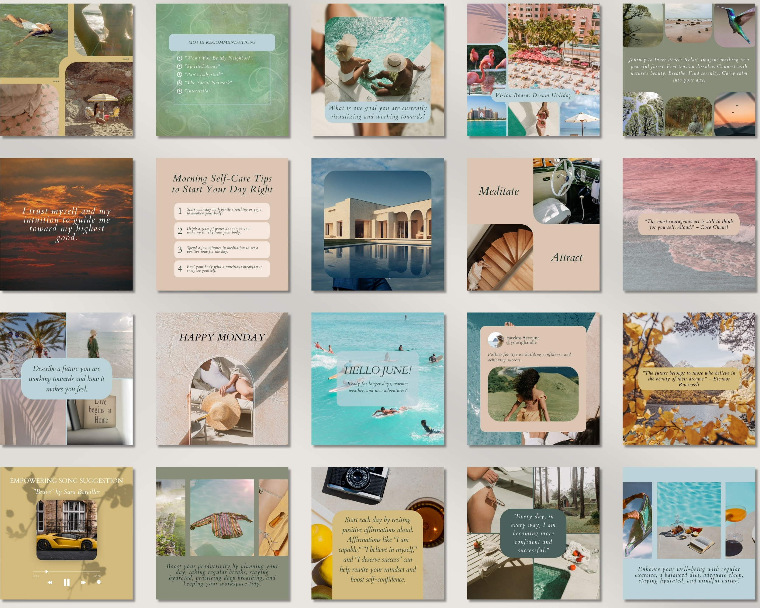 50 Ready-To-Post Faceless Instagram Post Templates
