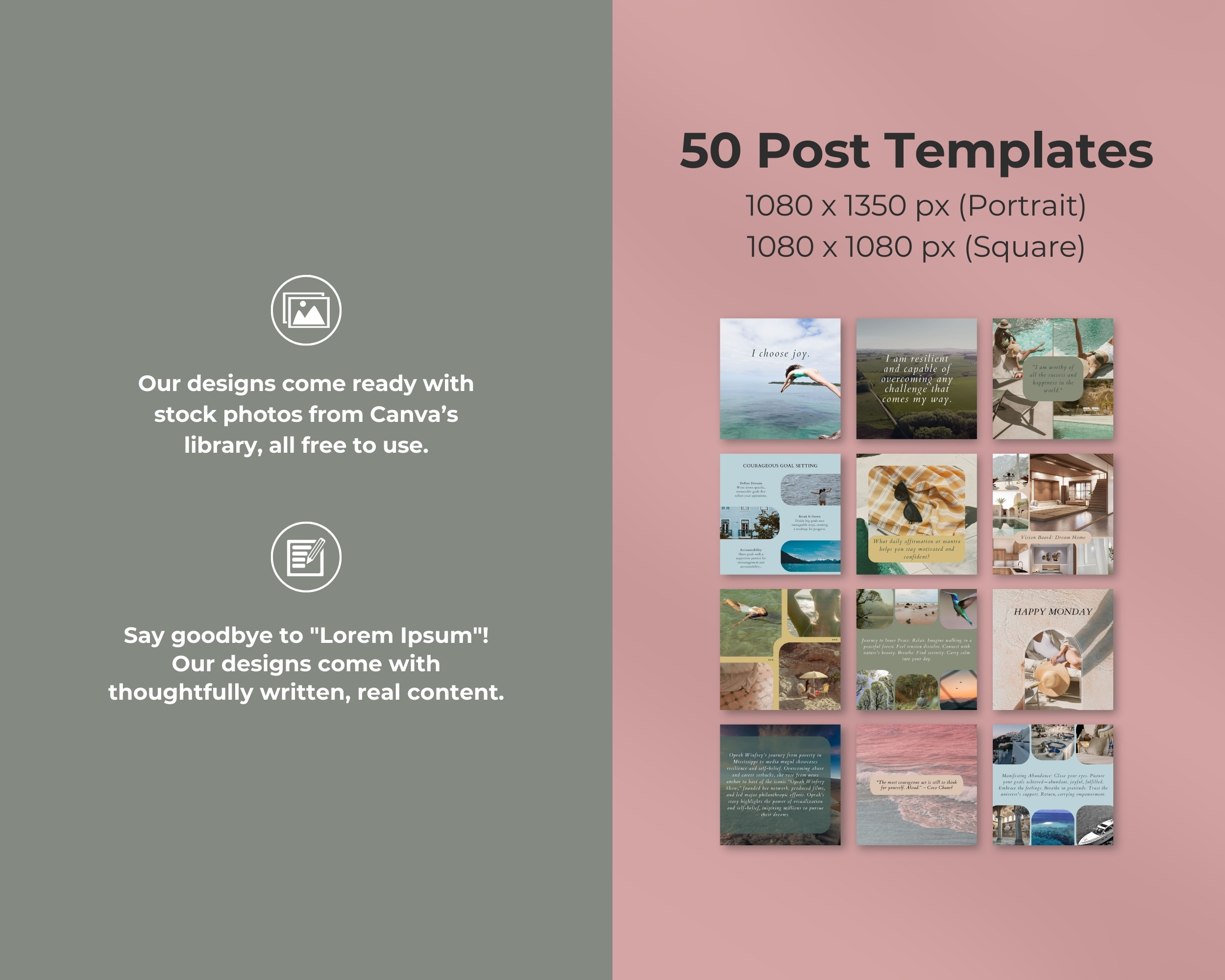 50 Ready-To-Post Faceless Instagram Post Templates