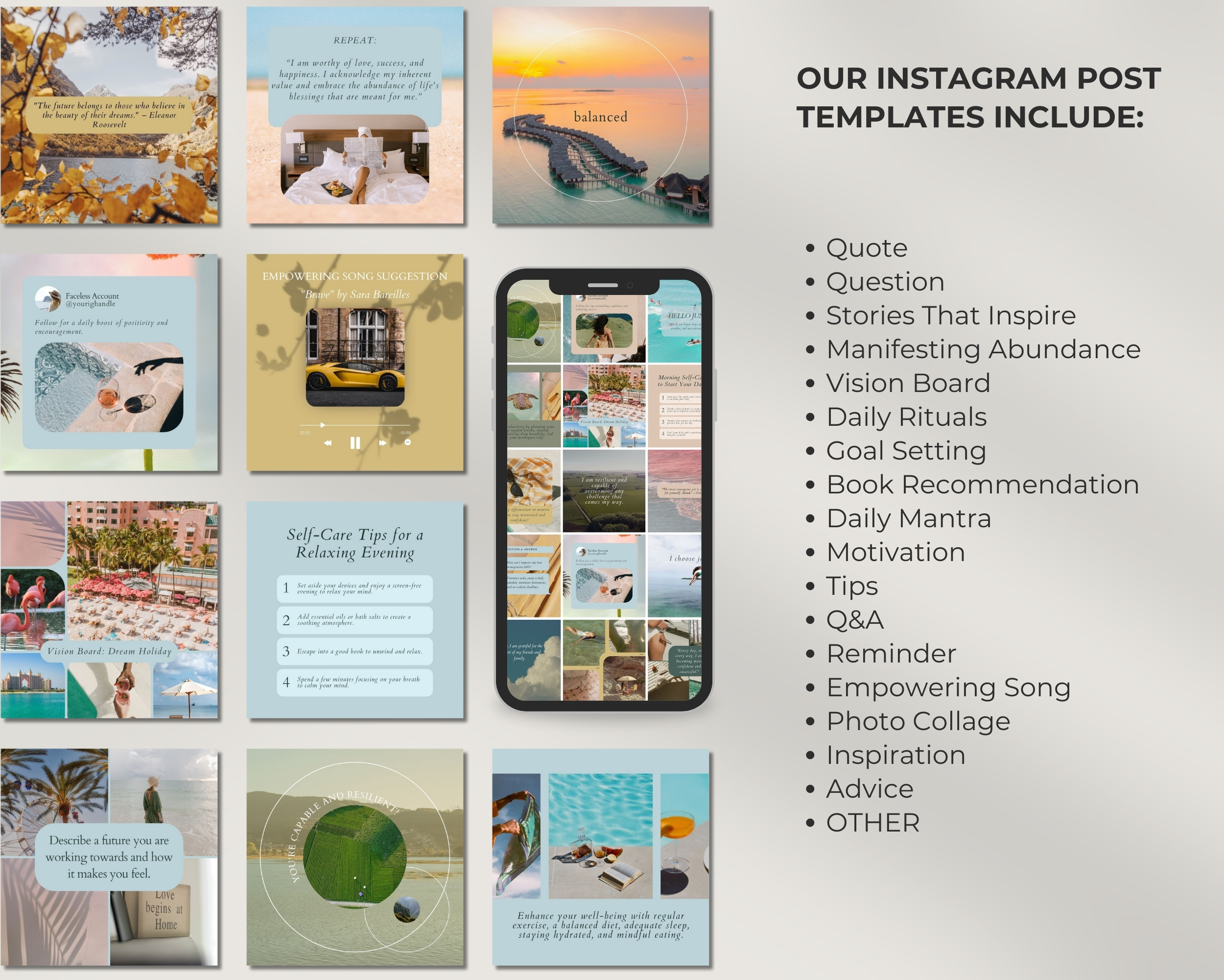 50 Ready-To-Post Faceless Instagram Post Templates