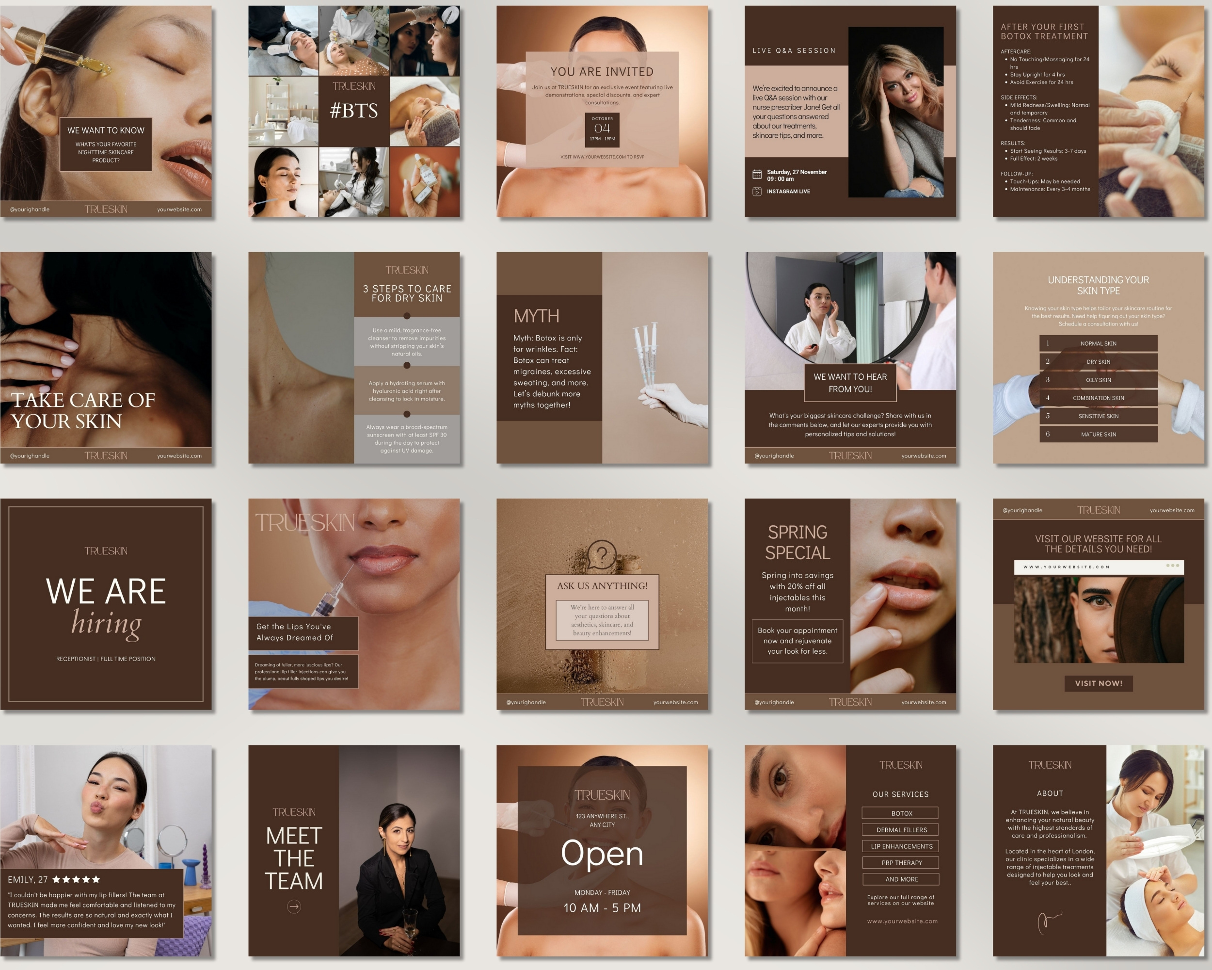 50 Ready-To-Post Injectables Clinic Instagram Post Templates