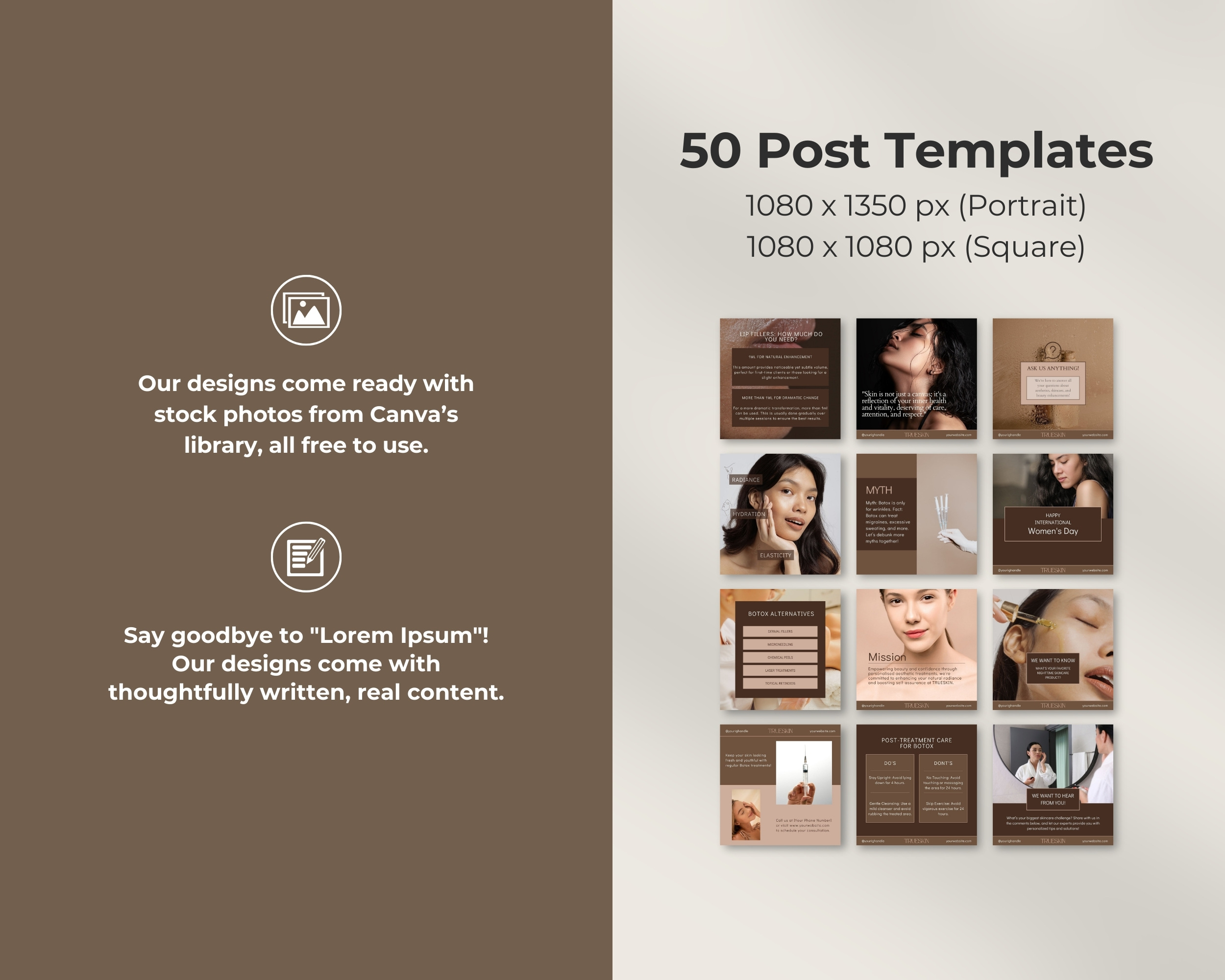 50 Ready-To-Post Injectables Clinic Instagram Post Templates